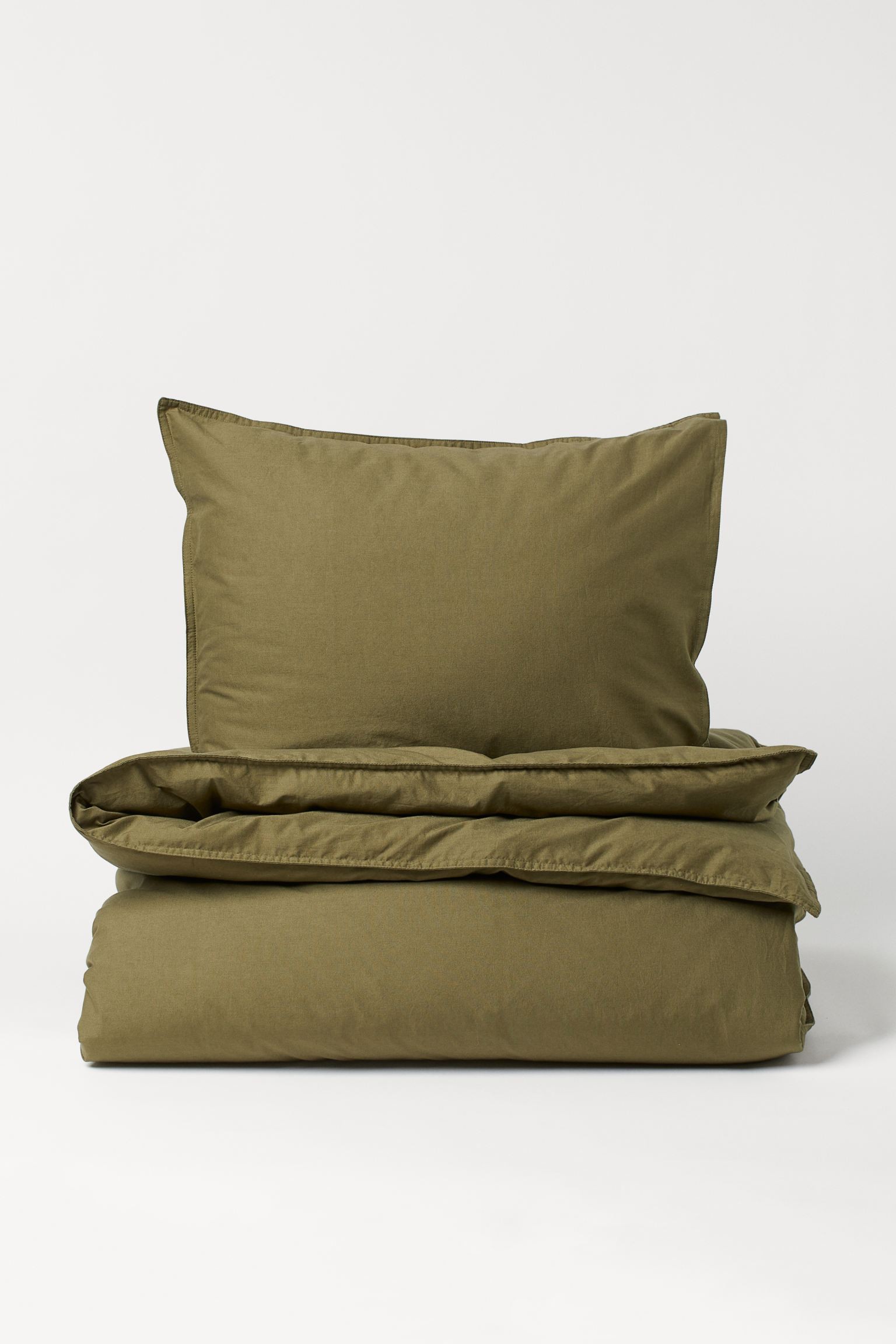 H&M Home Комплект постельного белья из хлопка, оливково-зеленый, Разные размеры 0453850065 | 0453850065