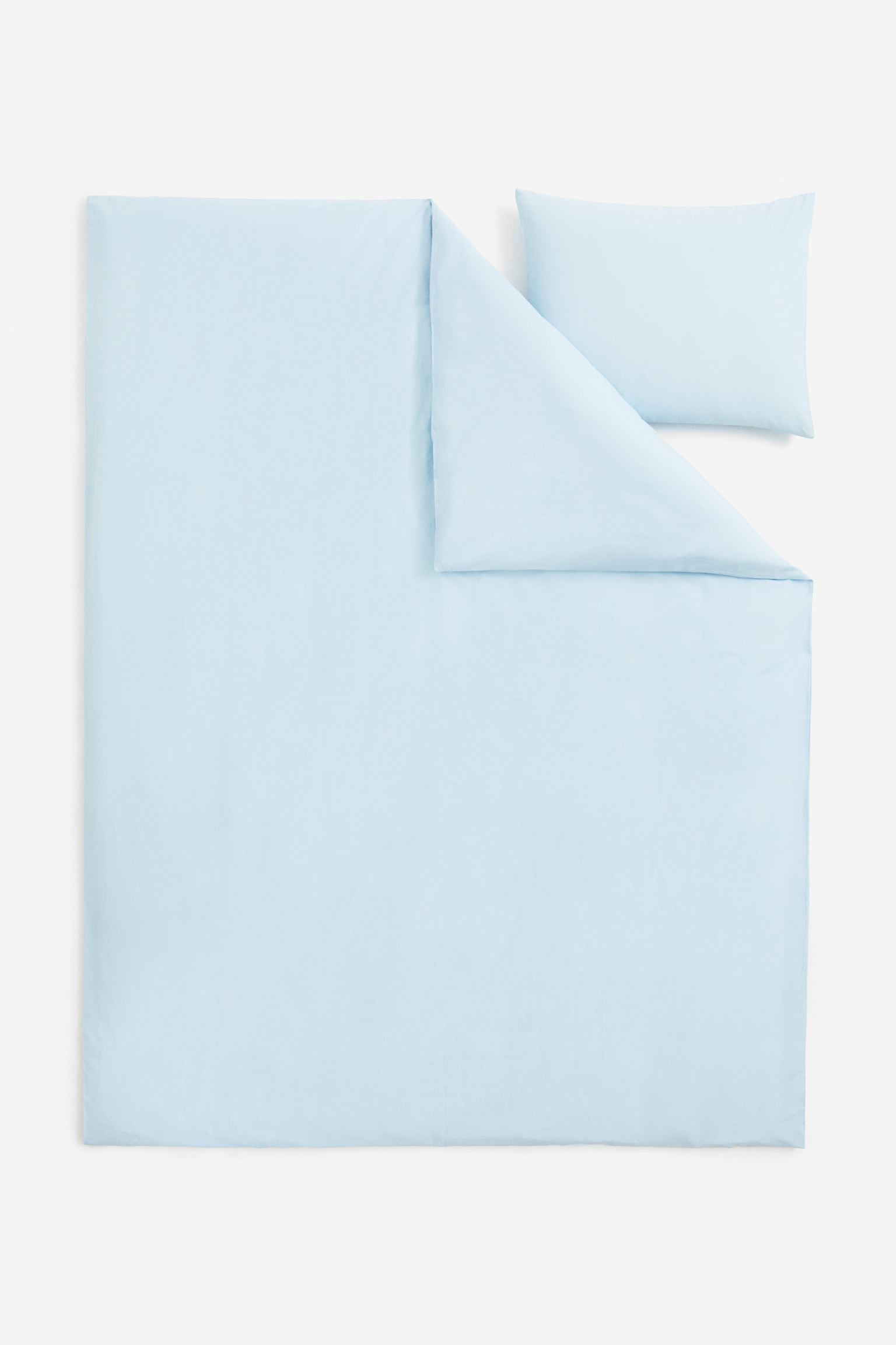 H&M Home Односпальное постельное белье из хлопка, Пастельный светло-голубой, 150x200 + 50x60 0496278063 | 0496278063