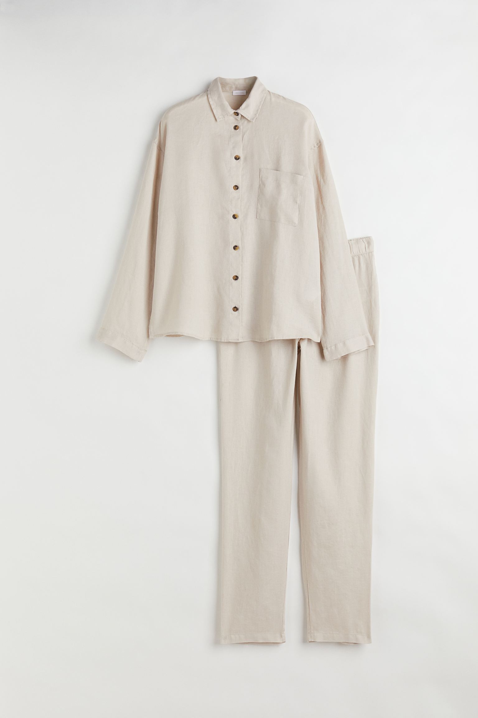 H&M Home Пижама из выстираного льна, светло-бежевый, Разные размеры 0747936008 | 0747936008