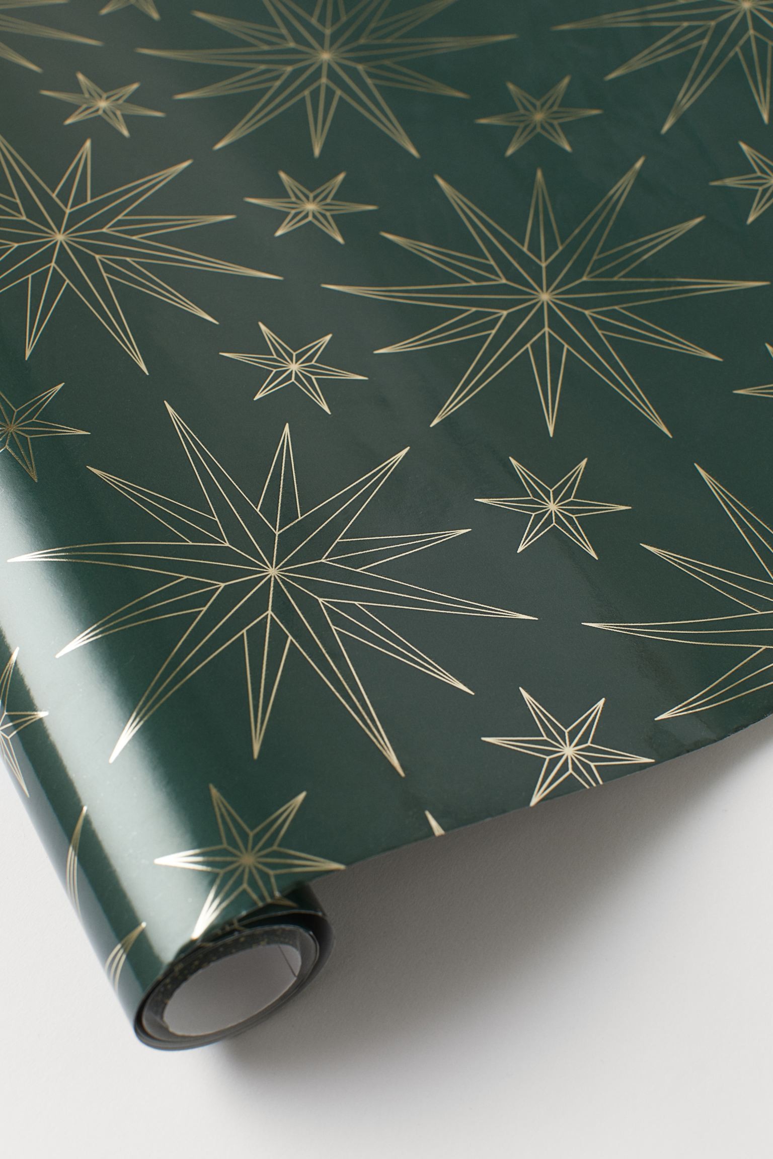 H&M Home Бумага для упаковки подарков, Темно-зеленый/Звезды 0801884007 | 0801884007