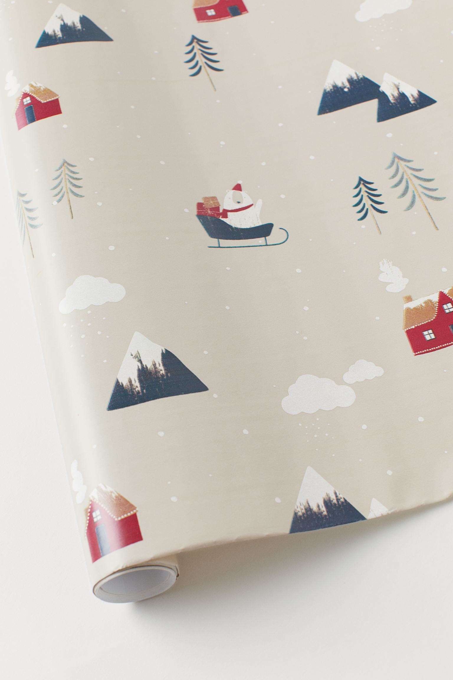 H&M Home Бумага для упаковки подарков, Светло-бежевый/Мишки 0801884010 | 0801884010