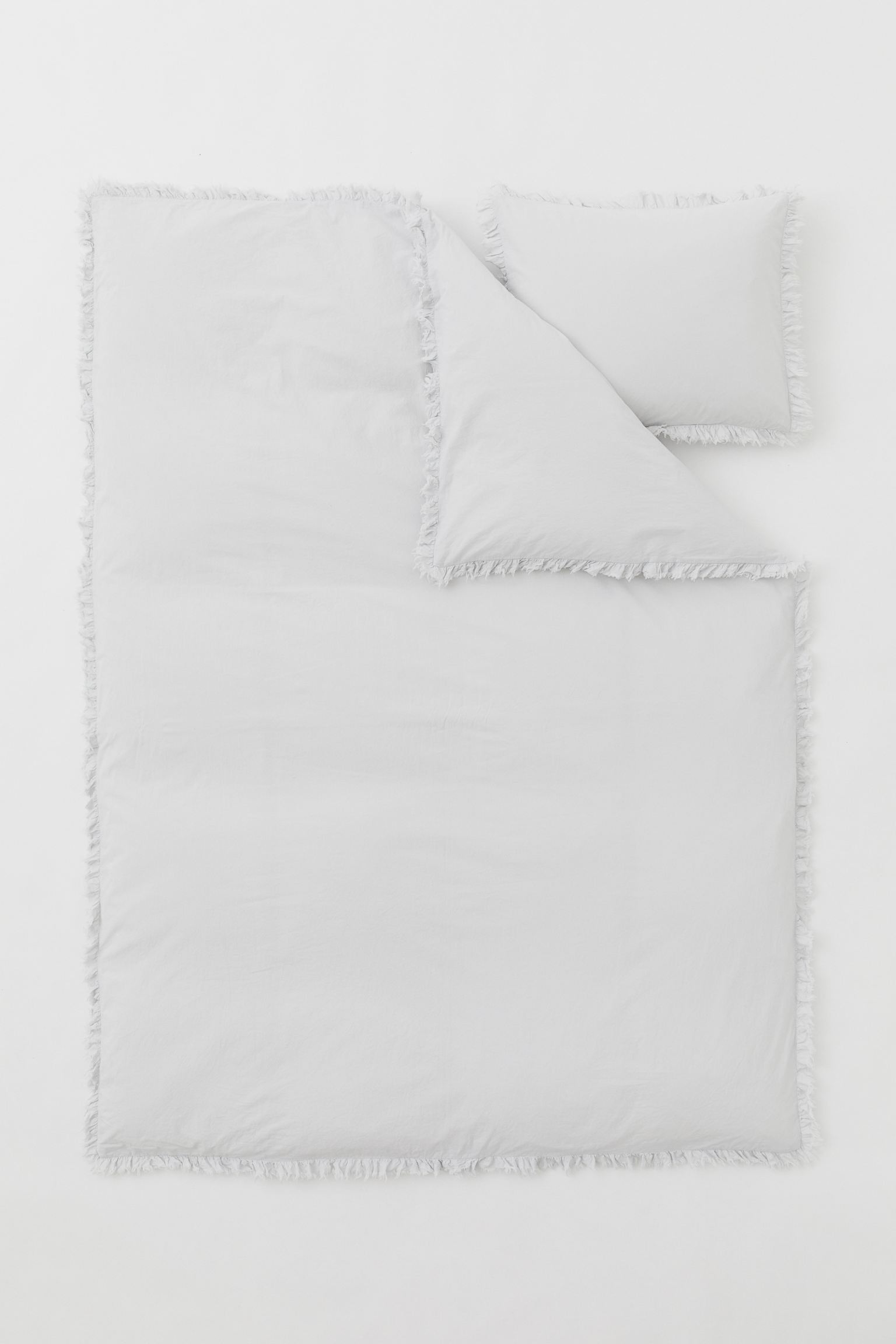 H&M Home Односпальное постельное белье с оборками, светло-серый, 150x200 + 50x60 0878847008 | 0878847008