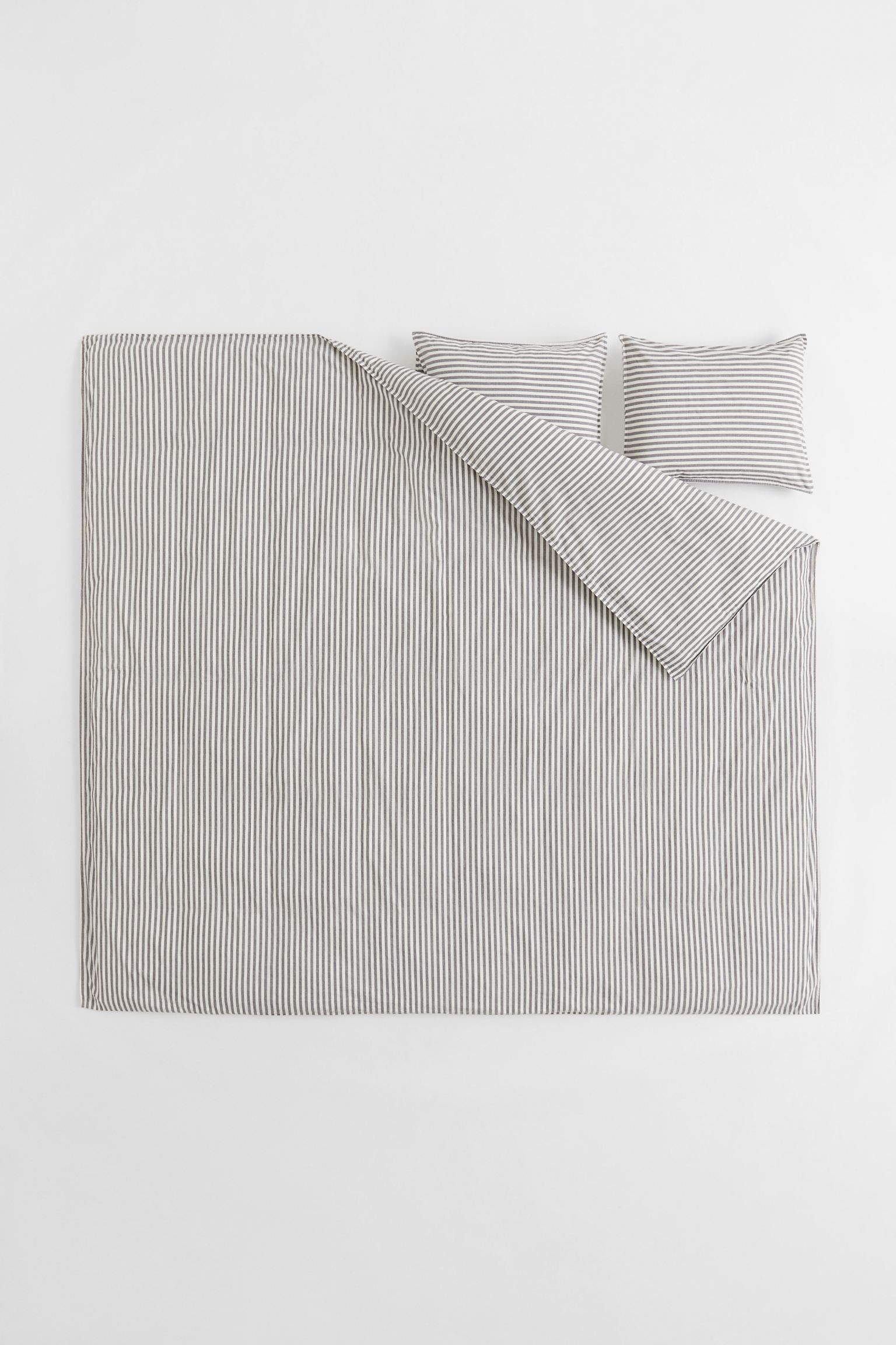H&M Home Двуспальное постельное белье, Серые/белые полосы, Разные размеры 0897124003 | 0897124003