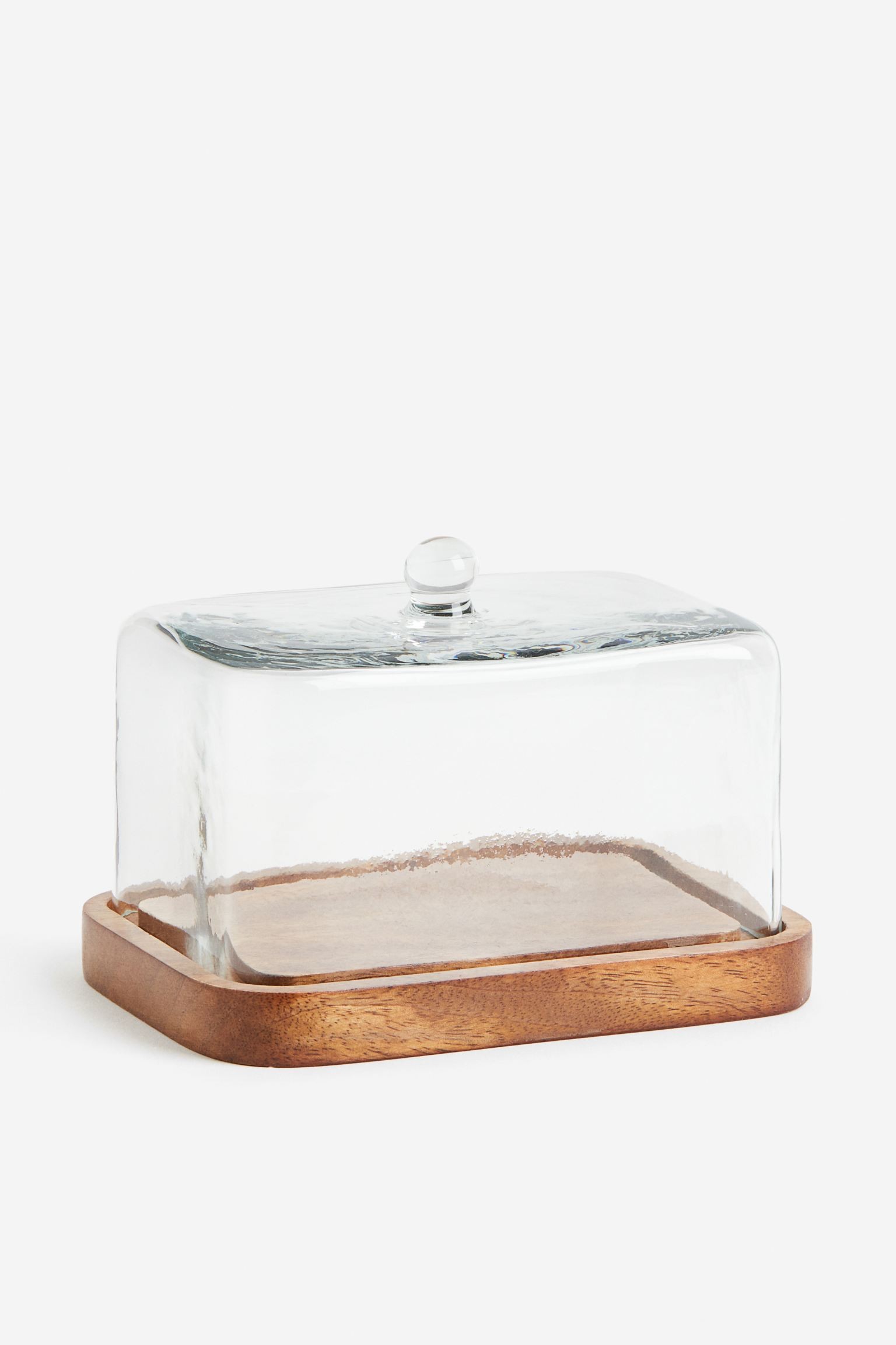 H&M Home Масленка со стеклянной крышкой, Прозрачное стекло/Коричневый 0913927001 | 0913927001