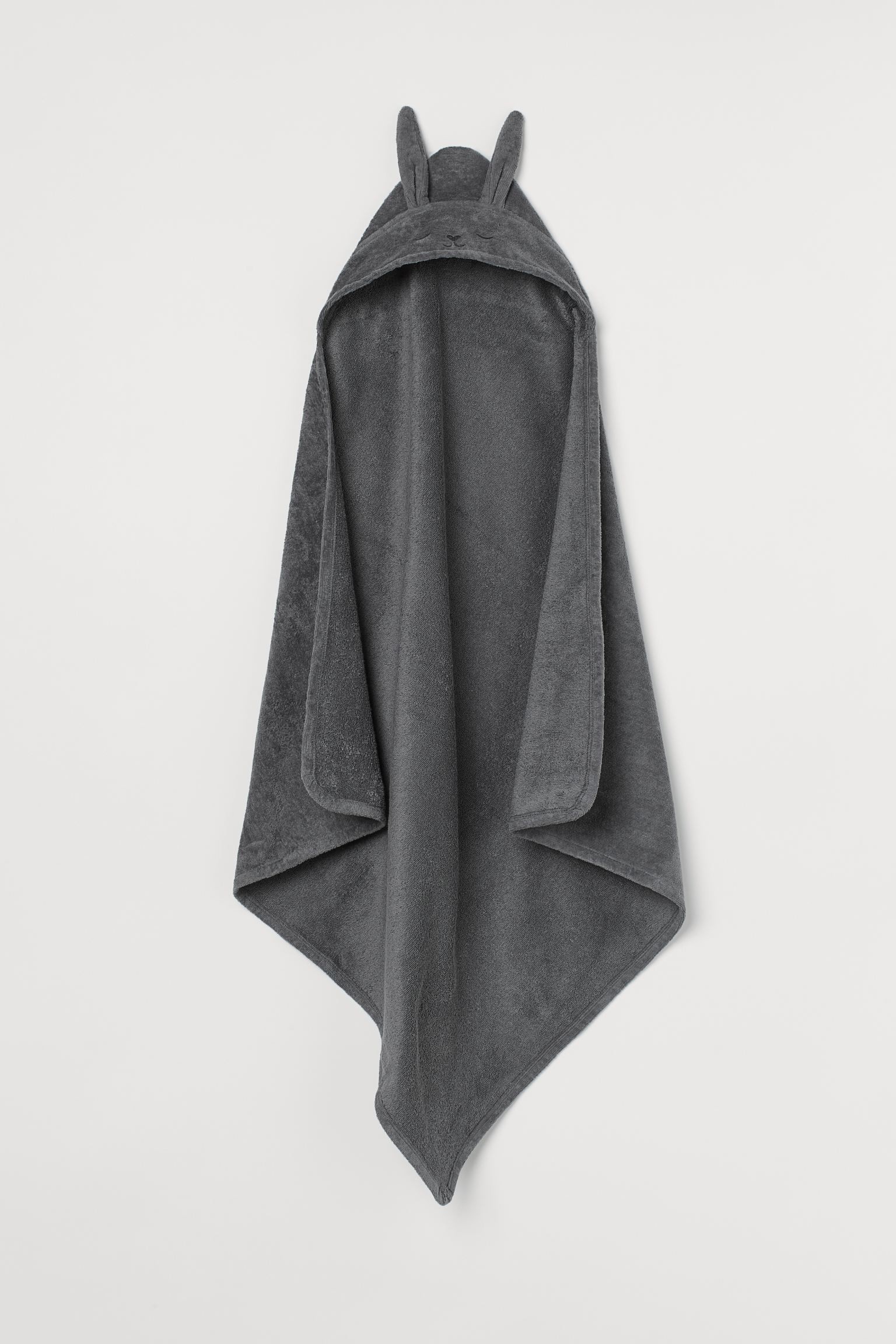 H&M Home Банное полотенце с капюшоном, Темно-серый/Кролик, 80x80 0946625002 | 0946625002