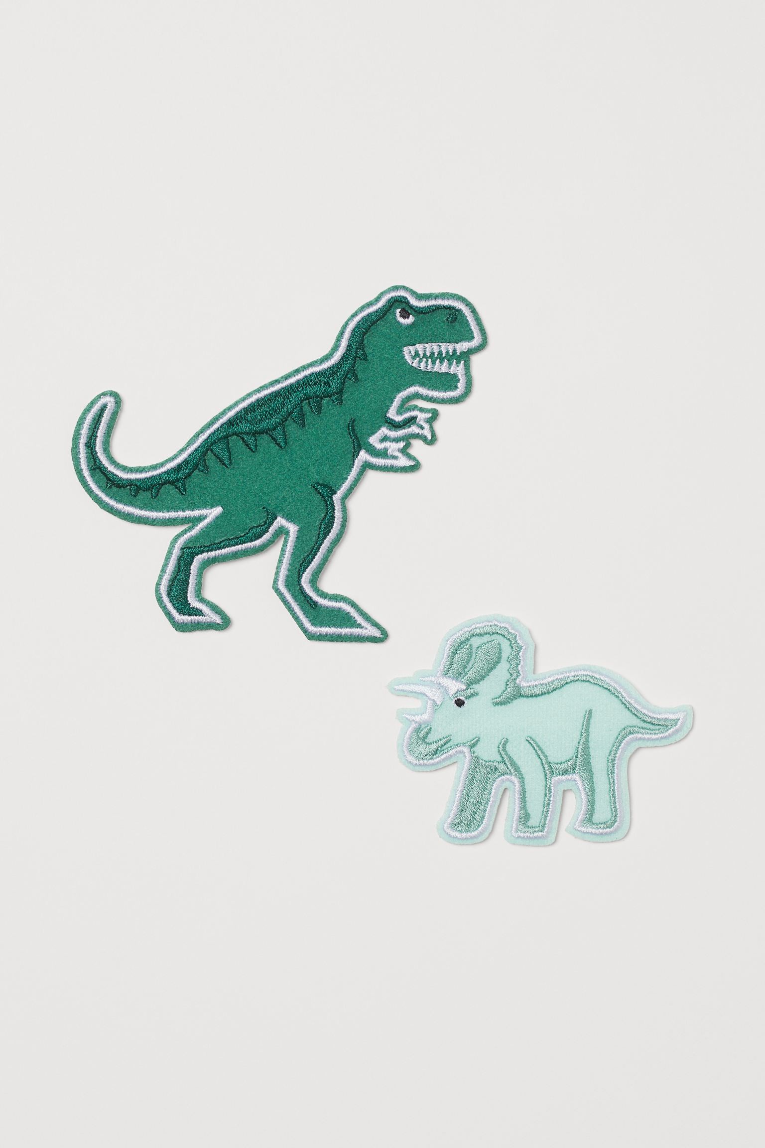 H&M Home Нашивка термоклеевая с мотивом динозавра, 2 шт., Зеленый/Динозавры 1025579001 | 1025579001