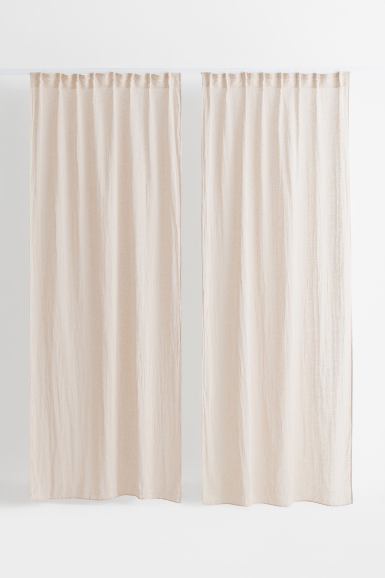 H&M Home Многофункциональная штора из смесовой льняной ткани, 2 шт., светло-бежевый, 120x250 1039973002 | 1039973002