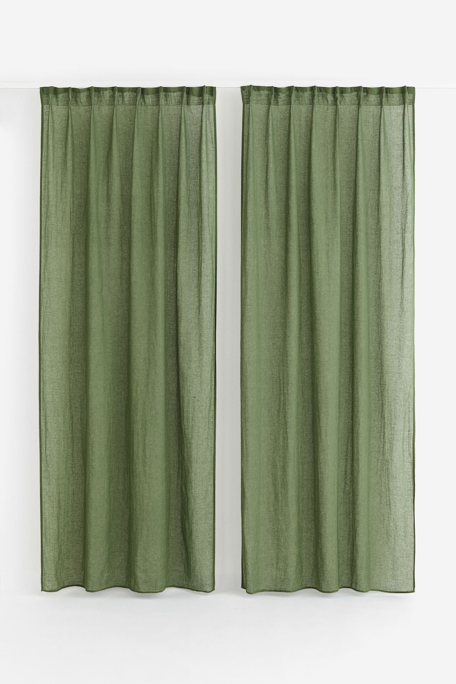 H&M Home Многофункциональная штора из смесовой льняной ткани, 2 шт., Зеленый, 150x300 1039976014 | 1039976014