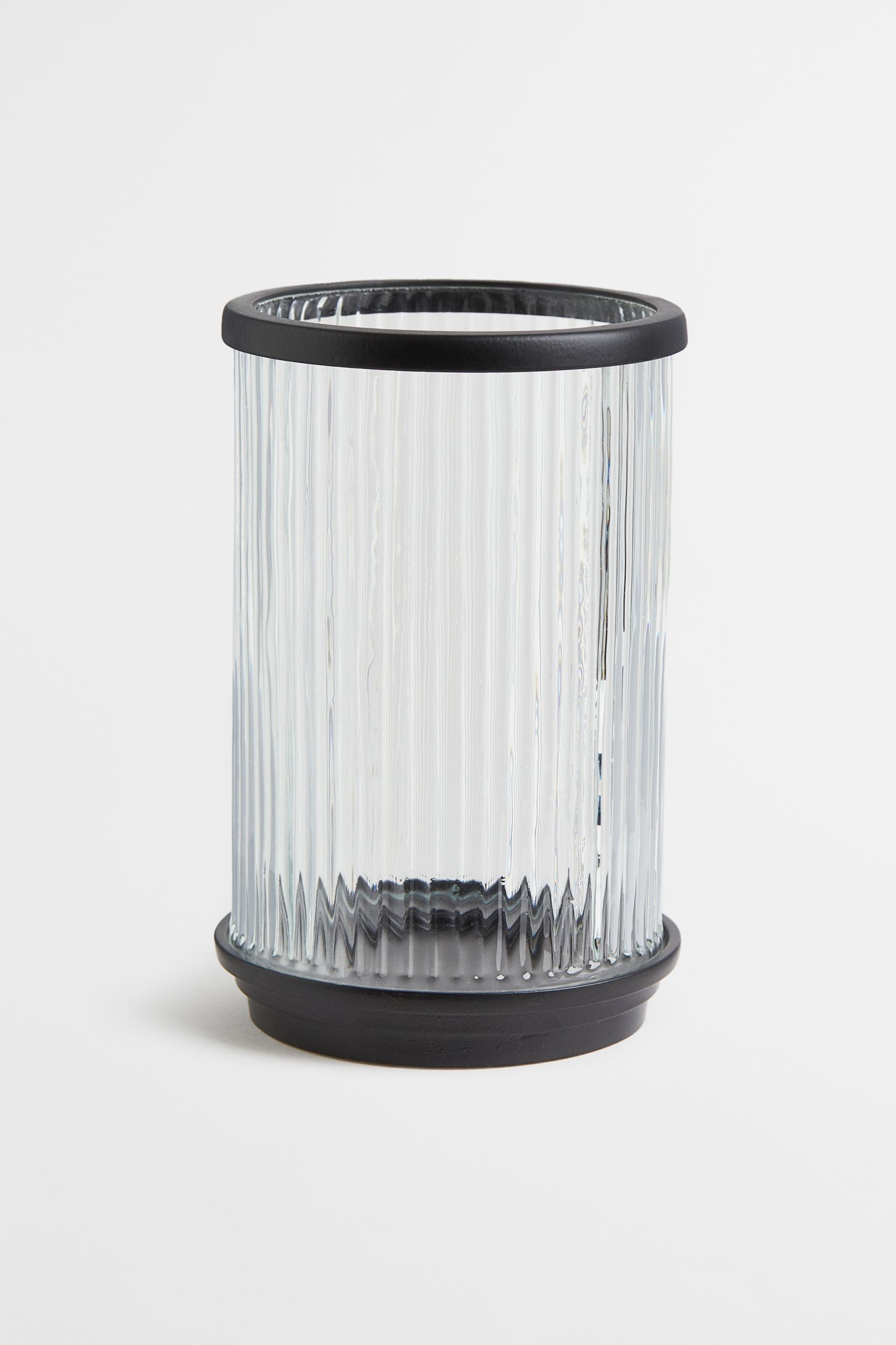 H&M Home Подсвечник из прозрачного рифленого стекла, Прозрачное стекло/Черный 1066697001 | 1066697001