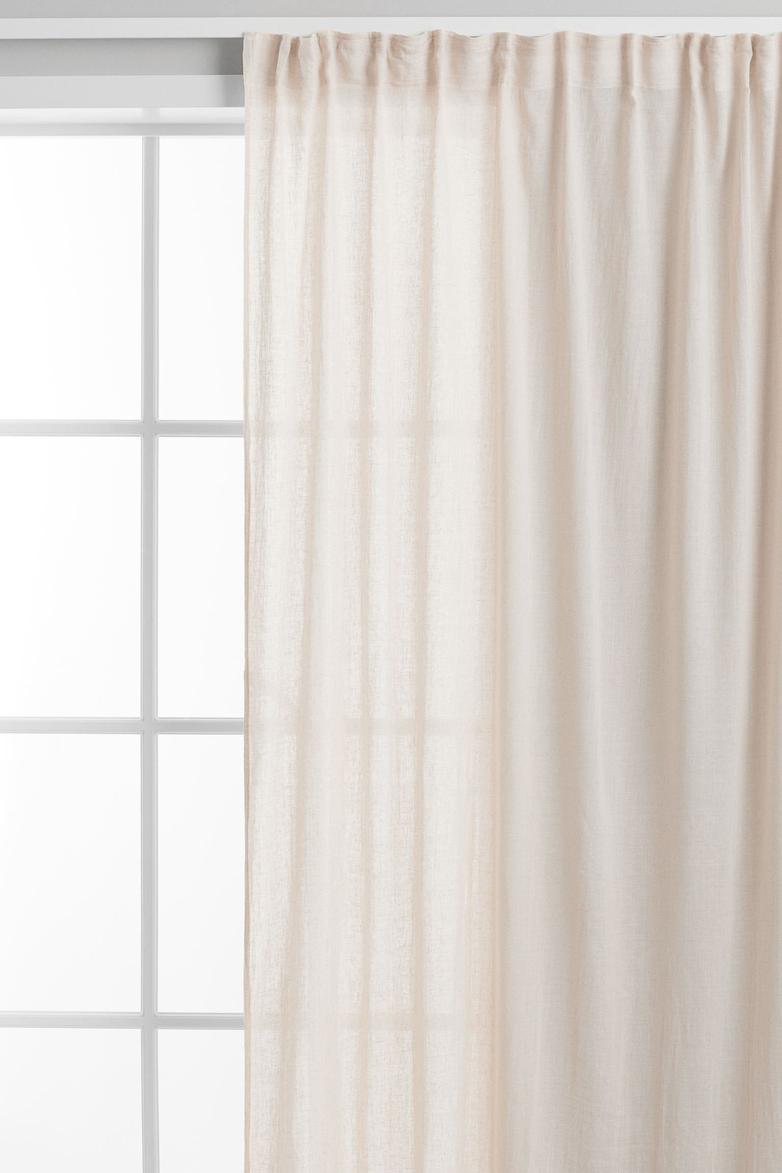 H&M Home Широкая штора с мультифункциональной тесьмой, светло-бежевый, Разные размеры 1072160002 | 1072160002
