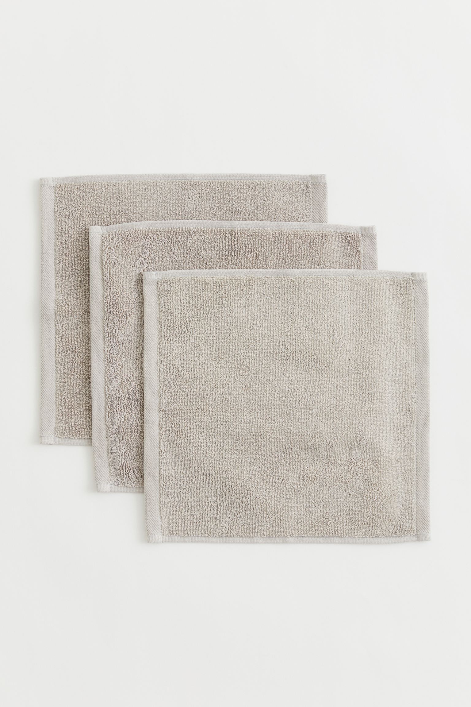 H&M Home Махровое полотенце для лица, 3 шт., Светло-серый бежевый, 30x30 1074991004 | 1074991004