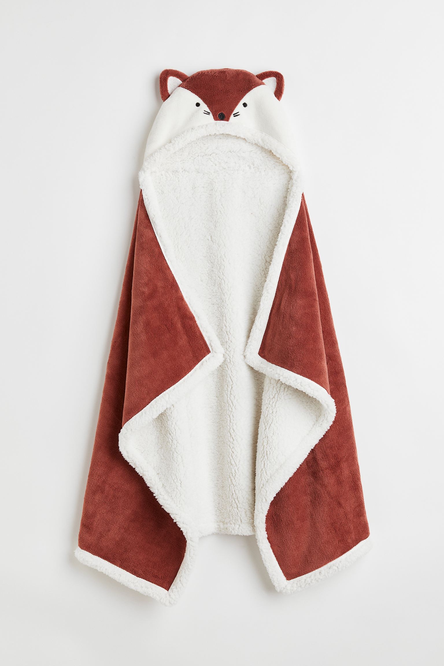 H&M Home Плюшевое одеяло с капюшоном, Красно-коричневый/Лисий, 70x130 1091456001 | 1091456001