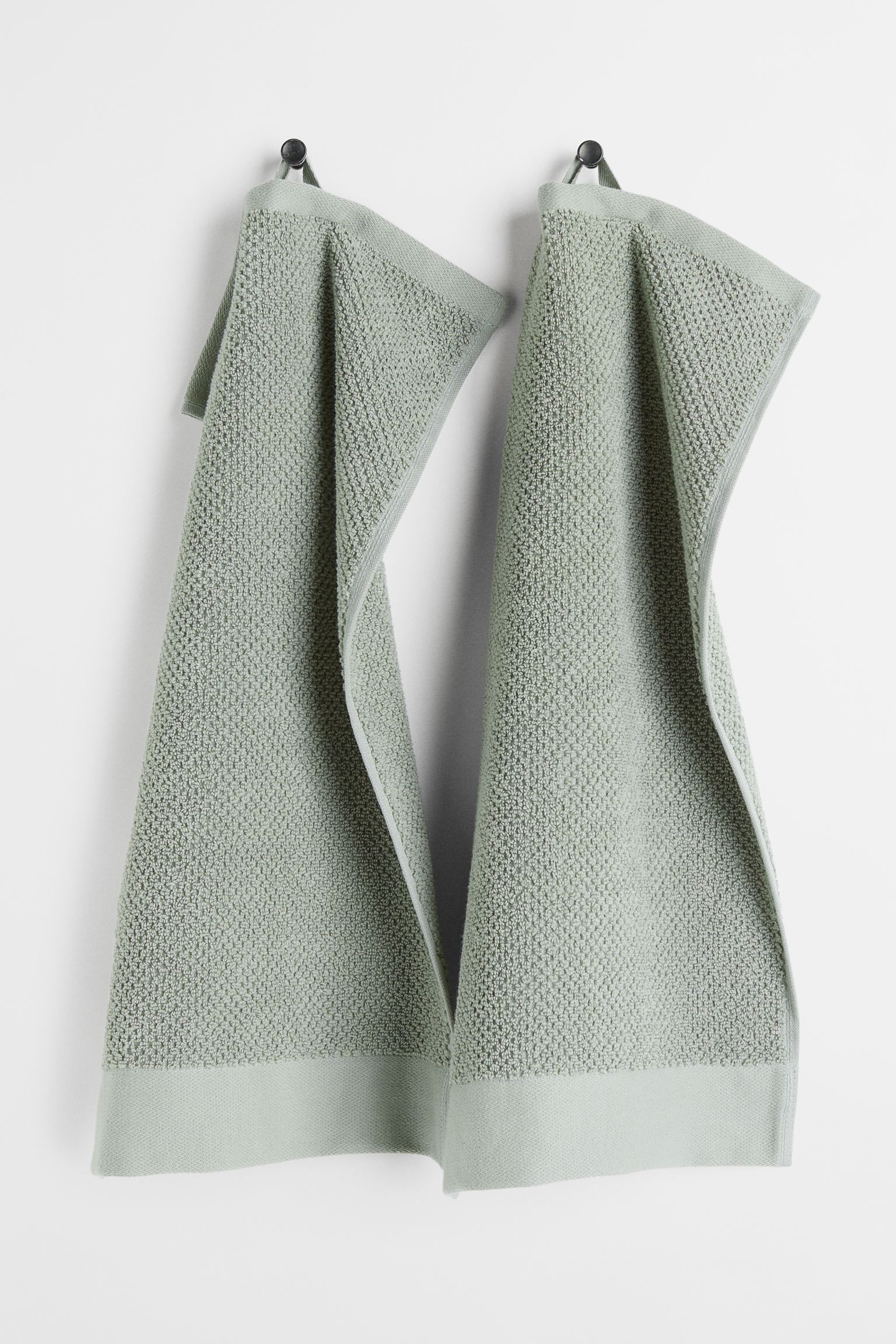 H&M Home Махровое гостевое полотенце, 2 шт., зеленый шалфей, 30x50 1097511004 | 1097511004