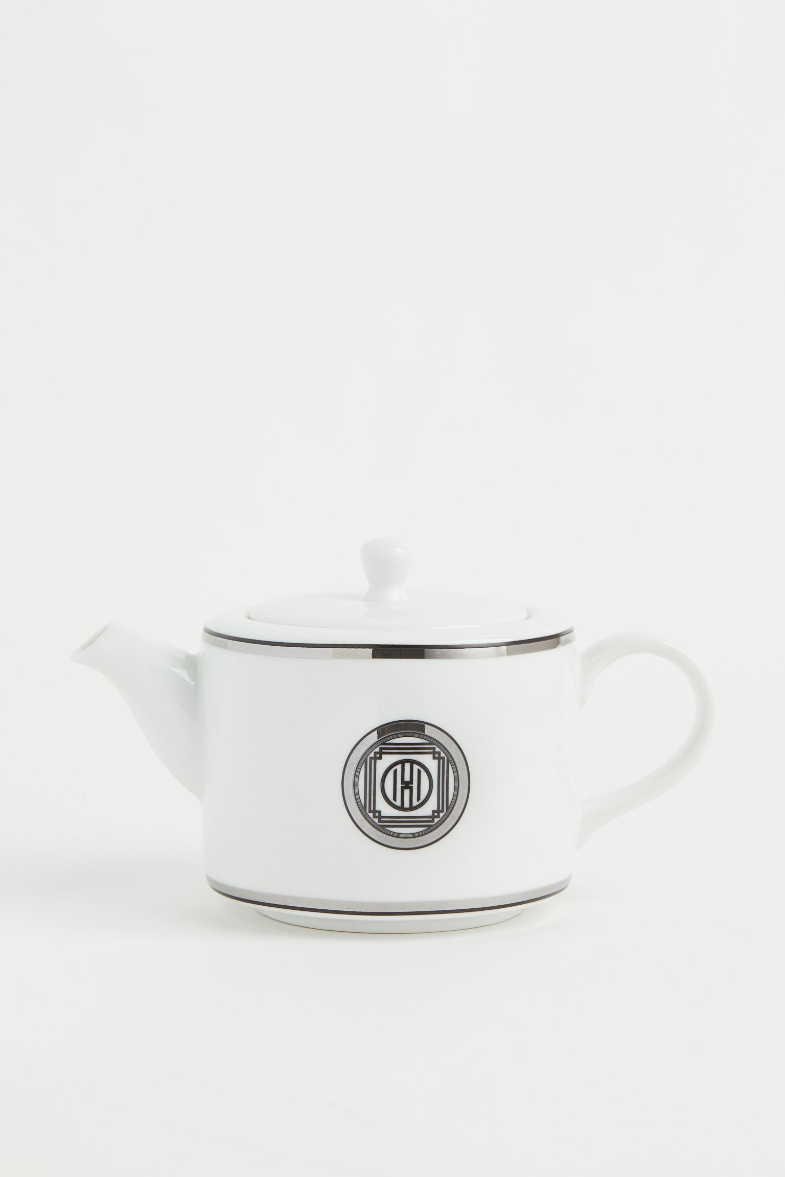 H&M Home Фарфоровый чайник, Белый/Серебристый 1100830001 1100830001