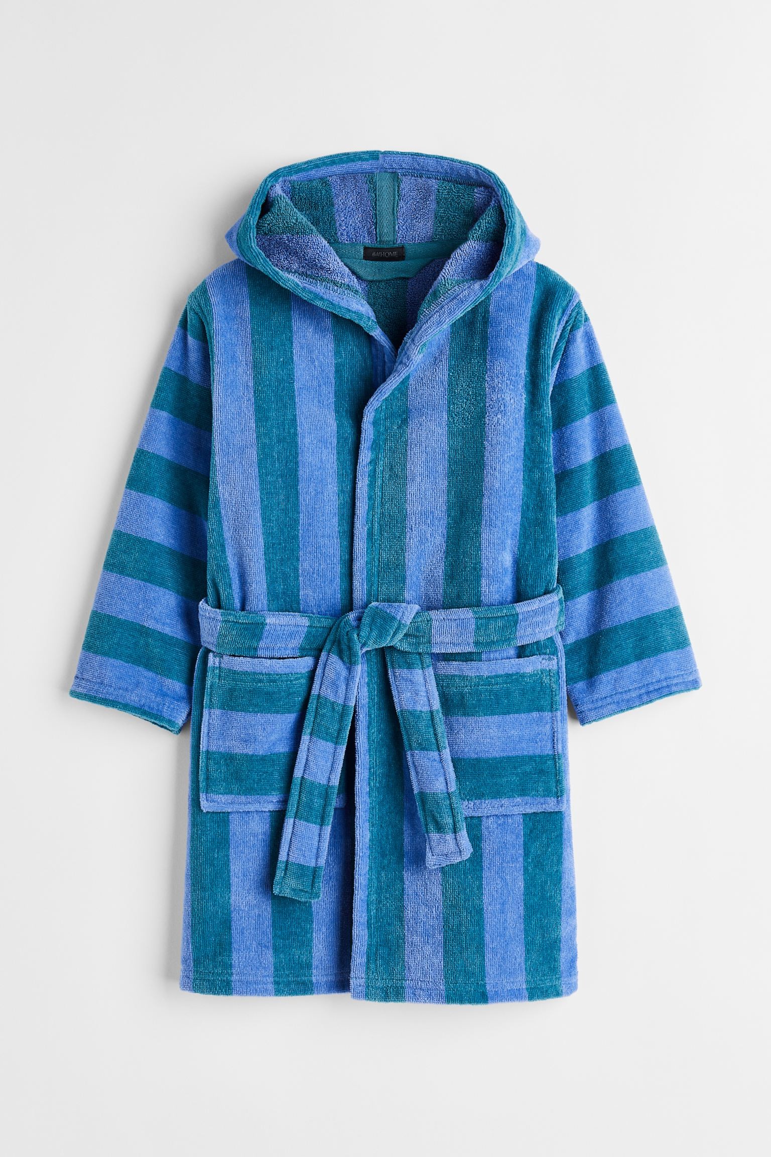 H&M Home Махровый халат в полоски, Синие/бирюзовые полосы, 98/104 (2-4Y) 1106018002 | 1106018002