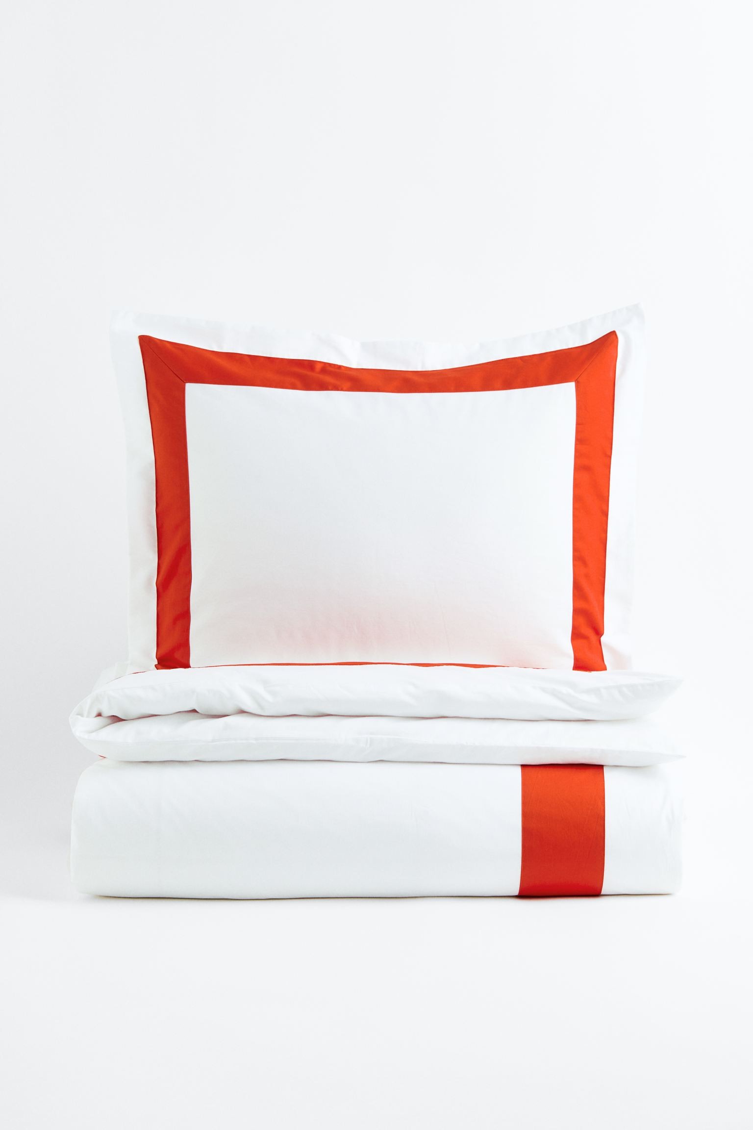 H&M Home Комплект постельного белья из хлопка, Белый/Ярко-красный, 150x200 + 50x60 1134813001 1134813001