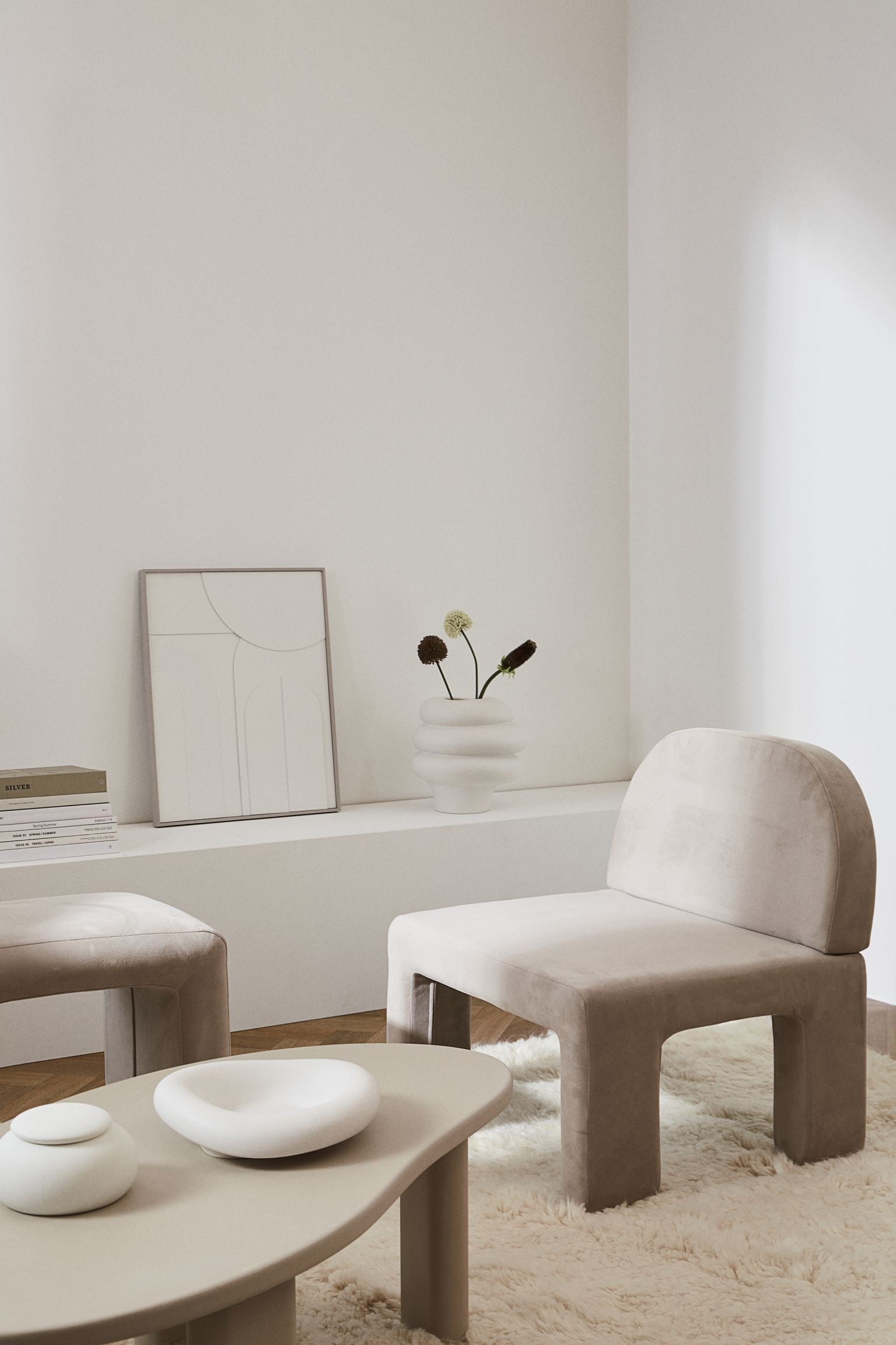 H&amp;M Home Оксамитовий шезлонг - Світло-бежевий 1140836001 | 1140836001