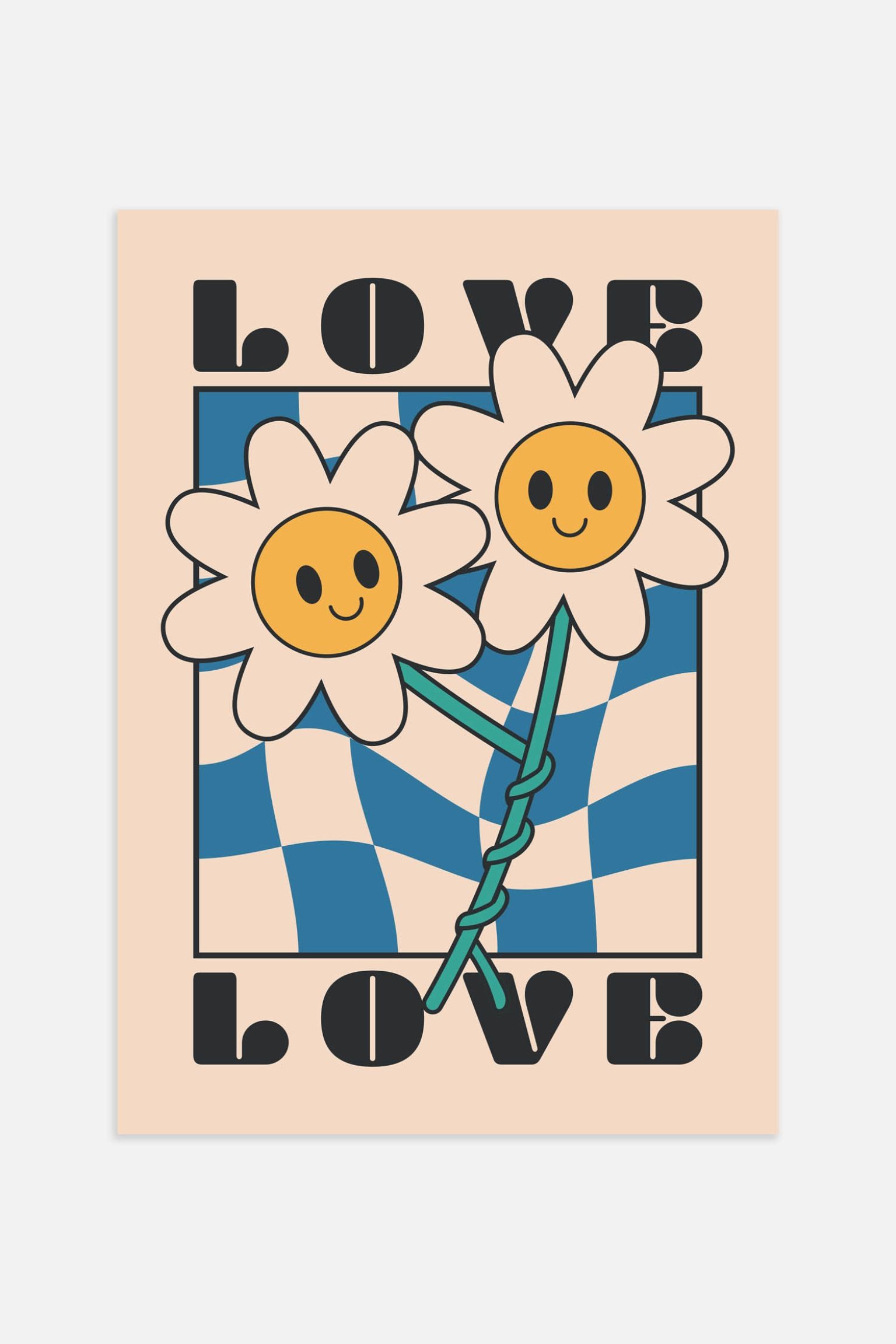 Postery Плакат «Цветочная любовь» — бежевый/синий/черный/желтый 1201661001 1201661001