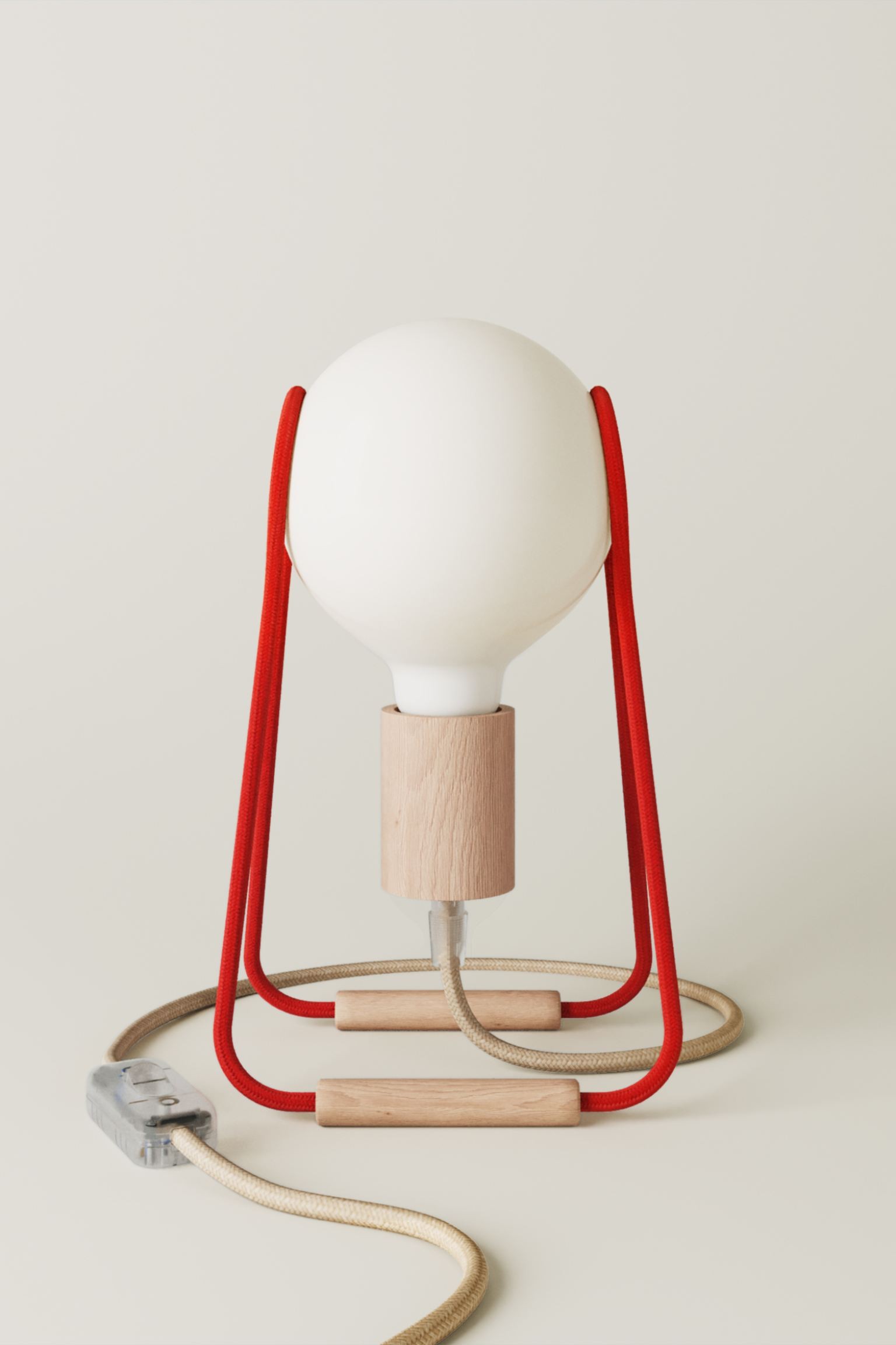 Creative-Cables Деревянная настольная лампа Taché с лампочкой - красный/натуральное дерево 1204365001 | 1204365001