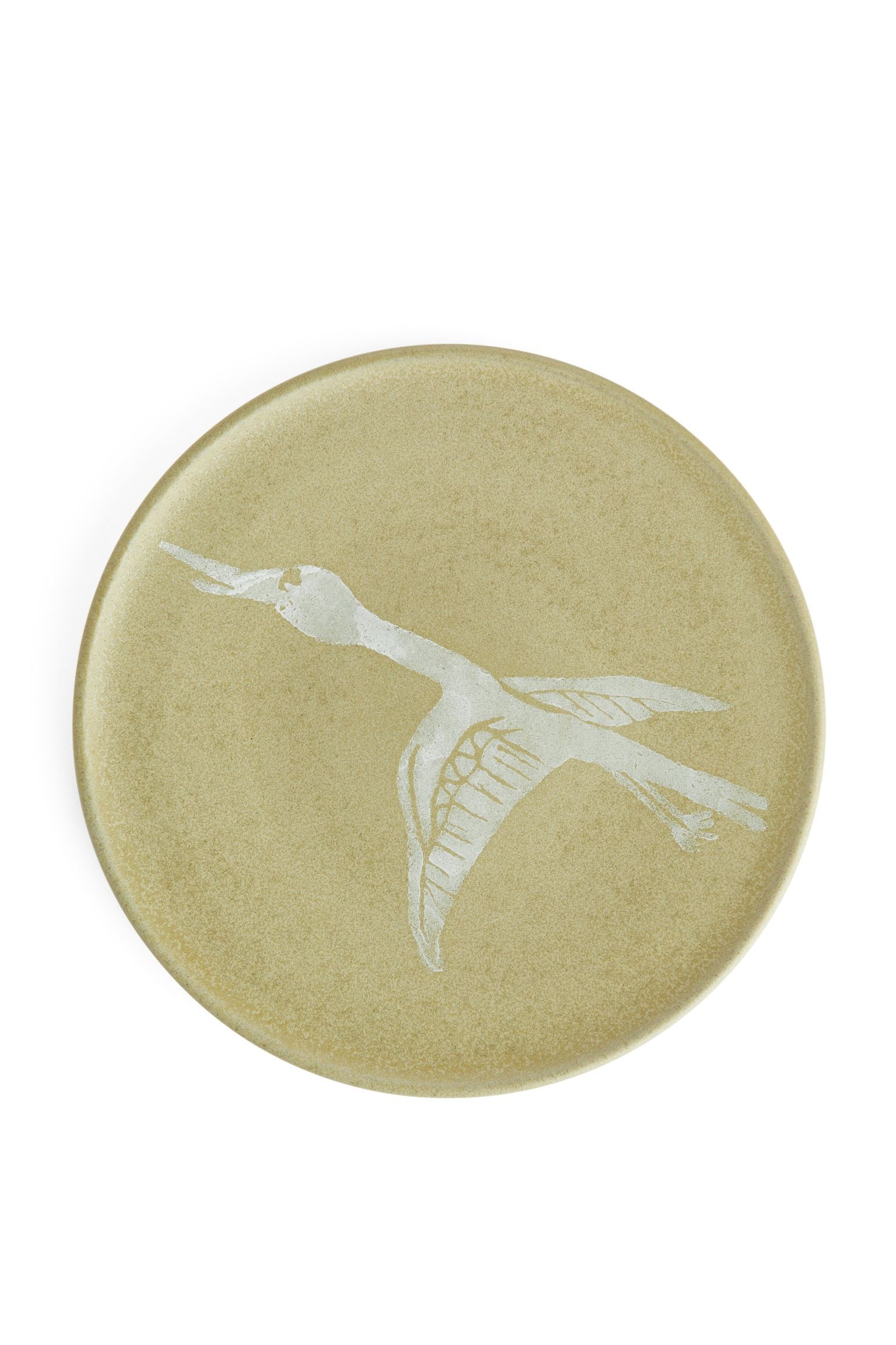 ARKET Тарелка с ручной росписью 22 см - Дымчато-зеленый/Белая птица 1210249002 | 1210249002