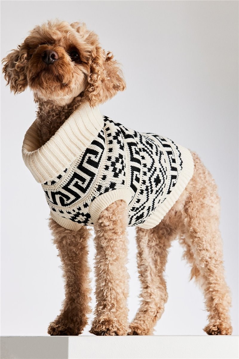 H&M Home Жаккардовый свитер для собаки, Кремовый/черный узор, Разные размеры 1215010002 | 1215010002