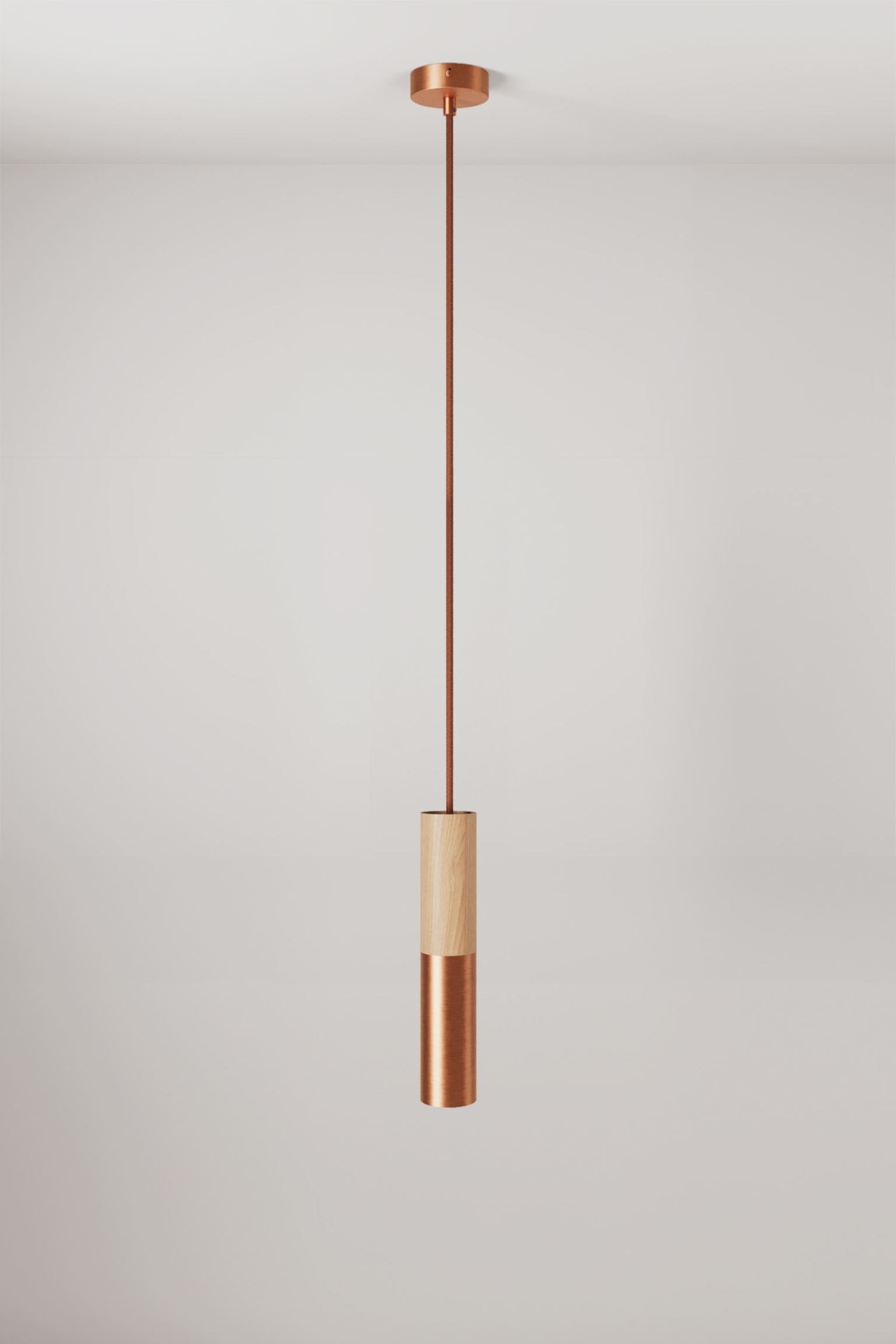 Creative-Cables Подвесной светильник из дерева и металла с отражателем - латунь/дерево 1229777003 | 1229777003