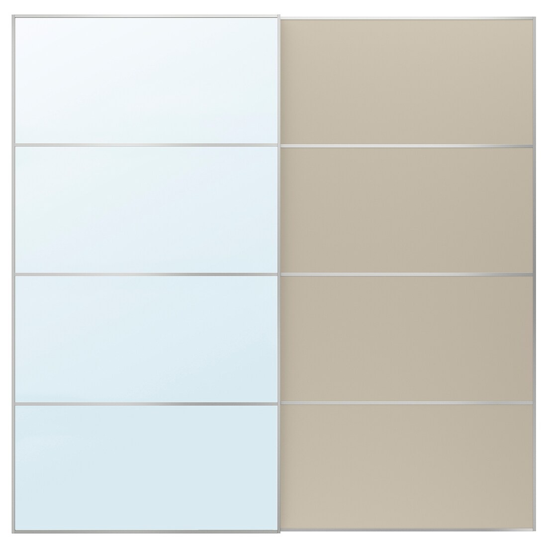 IKEA AULI / MEHAMN пара раздвижных дверей, алюминиевое зеркало / 2 стороны серо-бежевый, 200x201 см 49560575 495.605.75