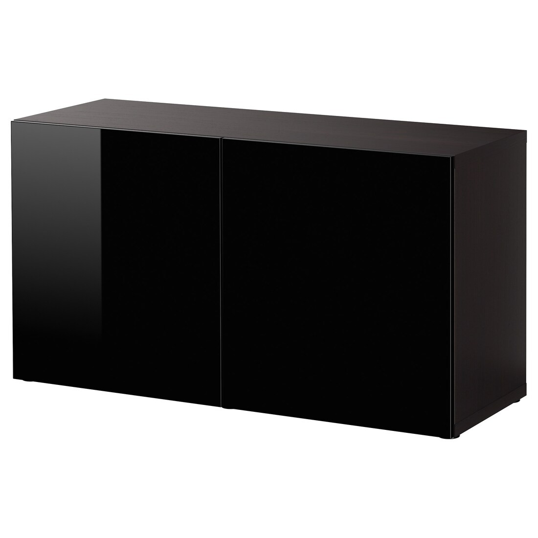 IKEA BESTÅ БЕСТО Шкаф с дверьми, черно-коричневый / Selsviken глянцевый / черный, 120x42x64 см 59047449 590.474.49