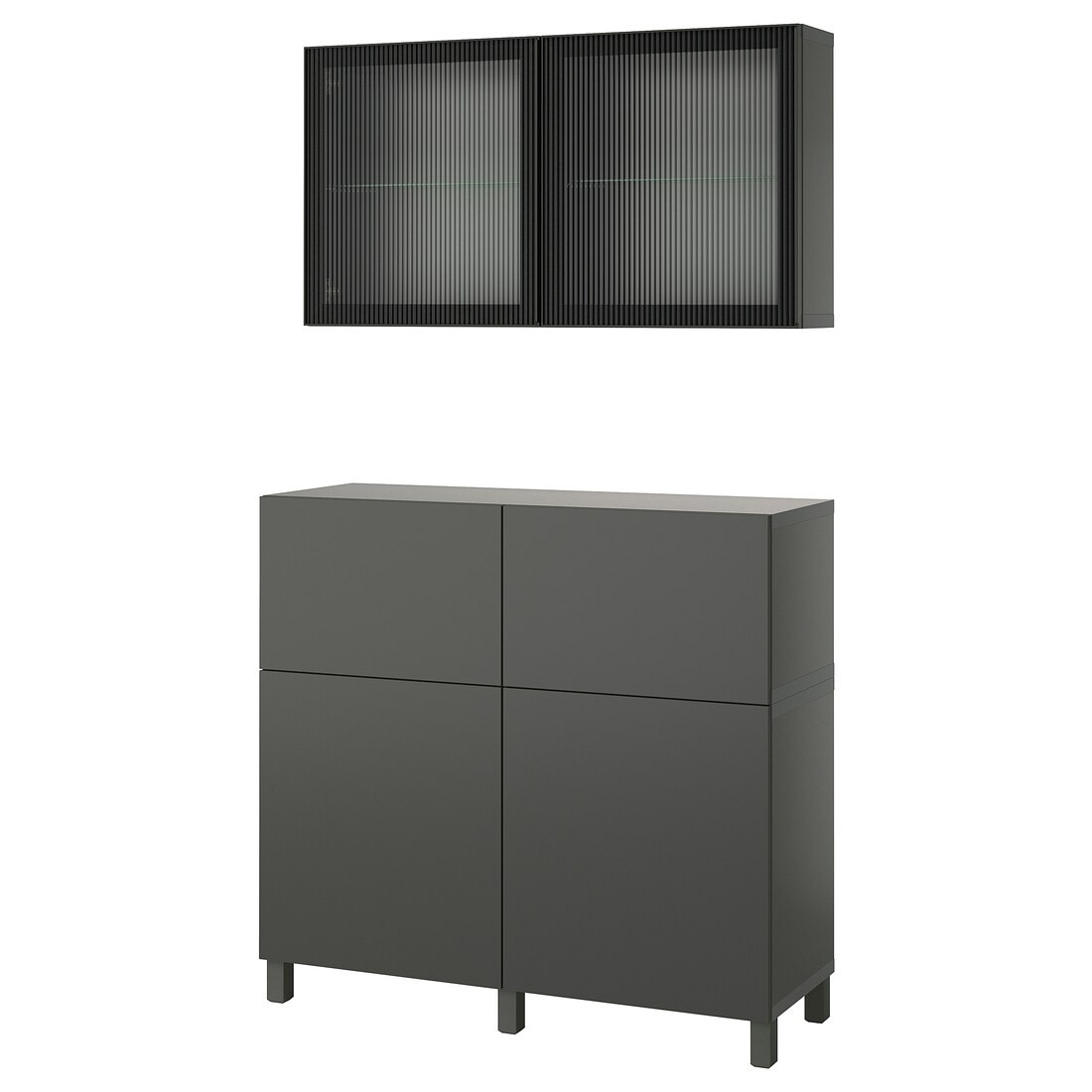 IKEA BESTÅ Комбинация для хранения с дверцами / ящиками, темно-серый Lappviken / Stubbarp / Fällsvik антрацит, 120x42x213 см 59555823 | 595.558.23