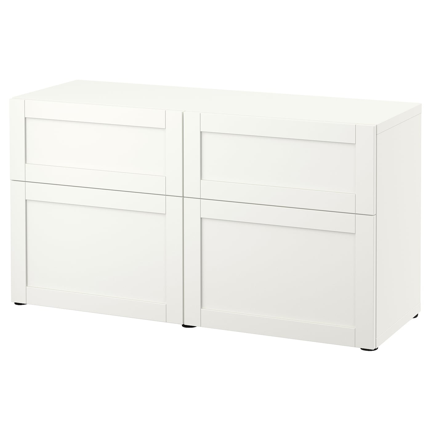 IKEA BESTÅ БЕСТО Комбинация для хранения с дверцами / ящиками, белый / Hanviken белый, 120x42x65 см 99324642 993.246.42