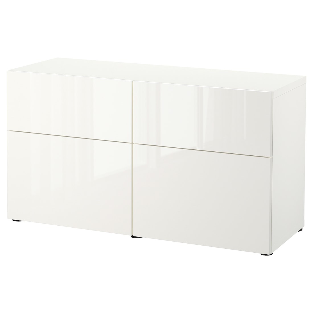 IKEA BESTÅ БЕСТО Комбинация для хранения с дверцами / ящиками, белый / Selsviken глянцевый / белый, 120x42x65 см 29324773 293.247.73