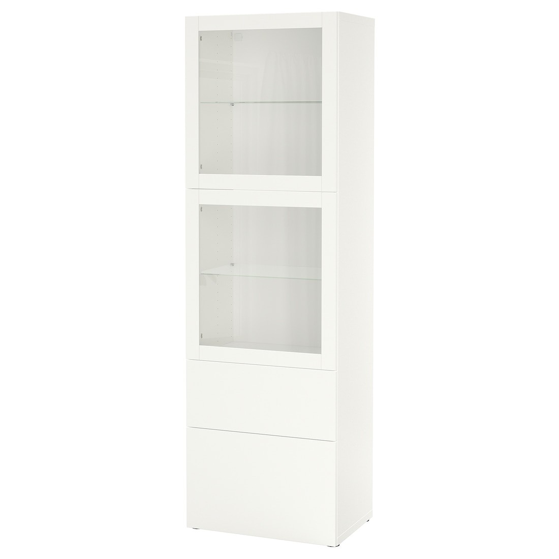 IKEA BESTÅ БЕСТО Стеллаж / стеклянные двери, белый / Lappviken белое стекло прозрачное, 60x42x193 см 49412537 494.125.37