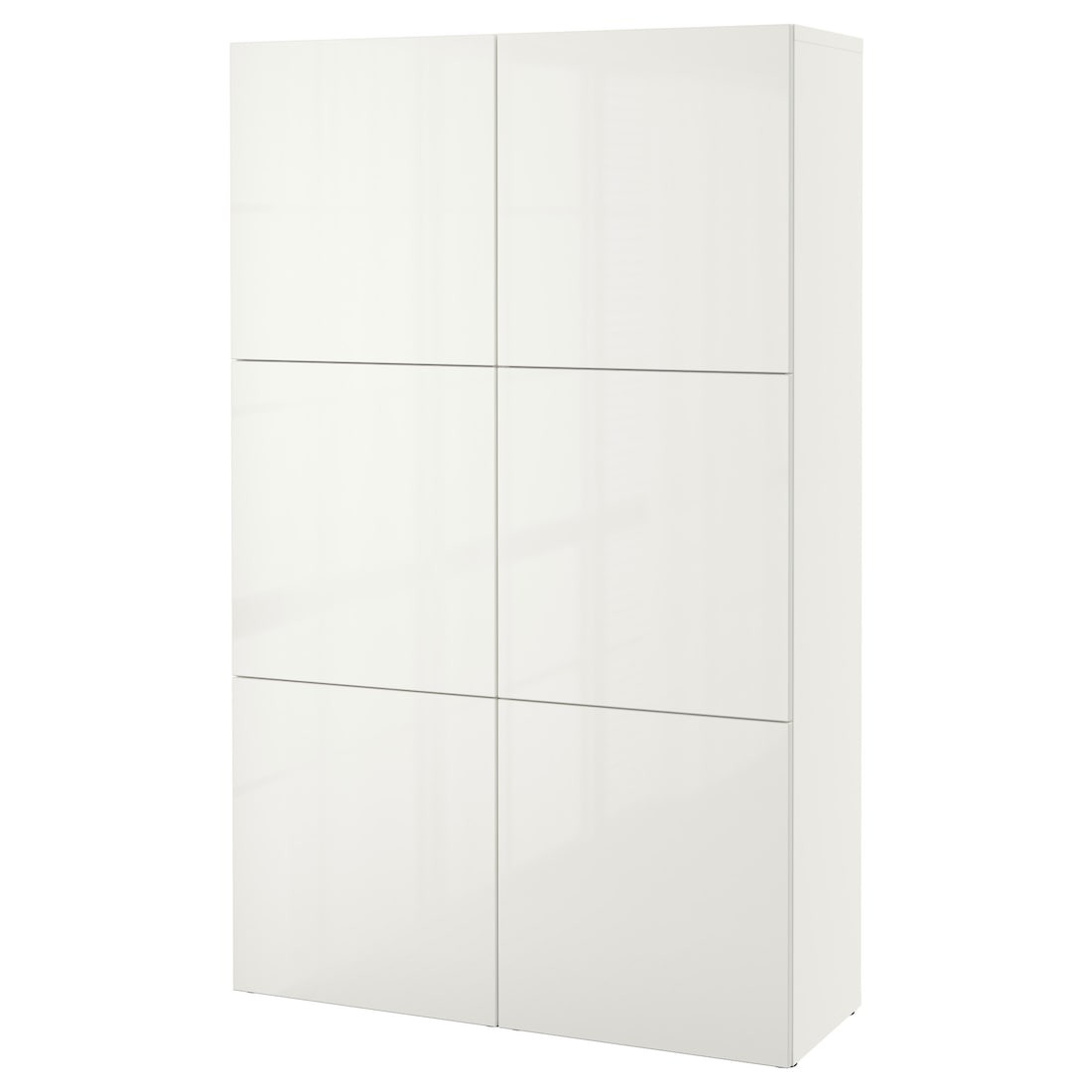 IKEA BESTÅ БЕСТО Комбинация для хранения с дверцами, белый / Selsviken глянцевый / белый, 120x42x193 см 19057529 190.575.29