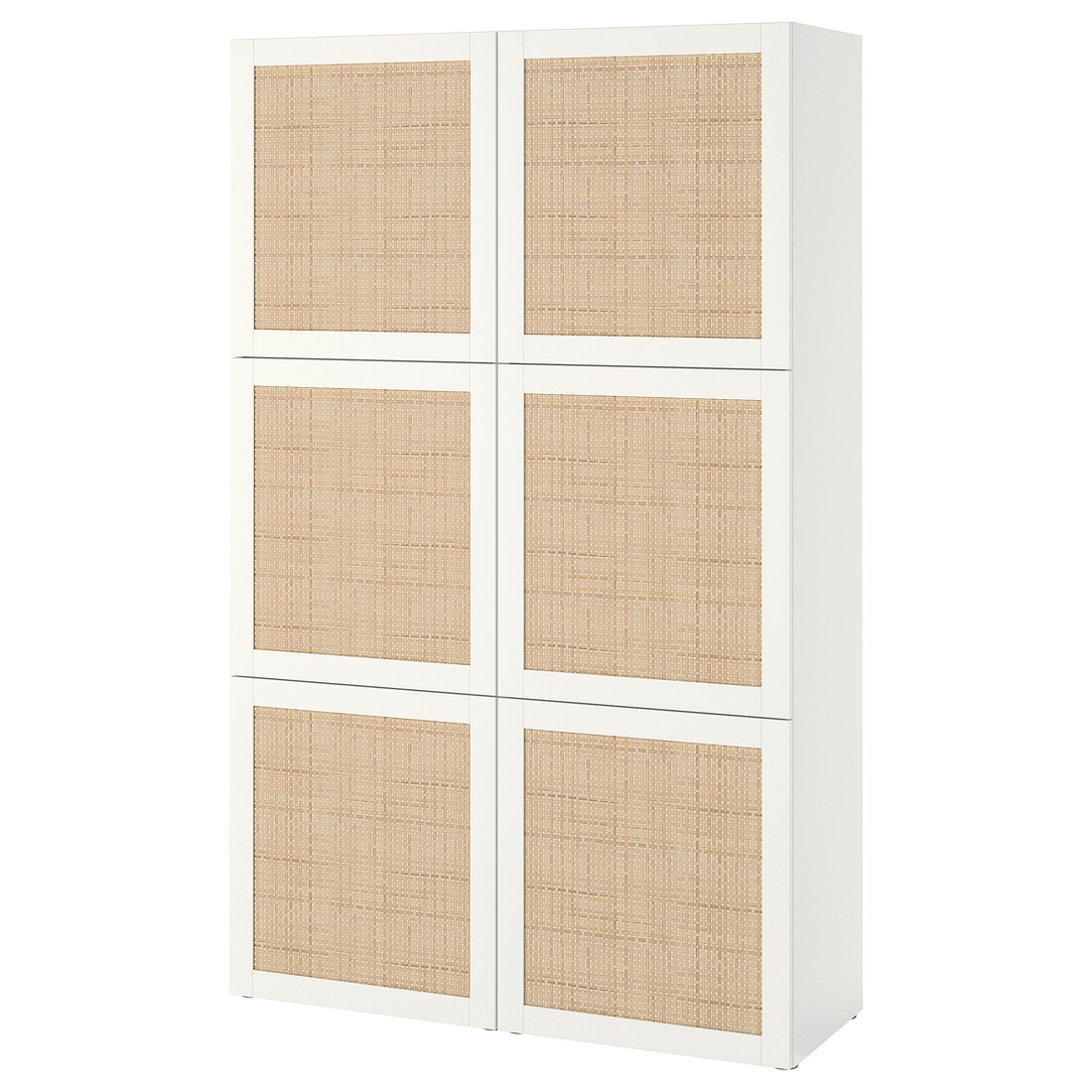 IKEA BESTÅ БЕСТО Комбинация для хранения с дверцами, белый Studsviken / белый плетеный тополь, 120x42x193 см 19421656 194.216.56
