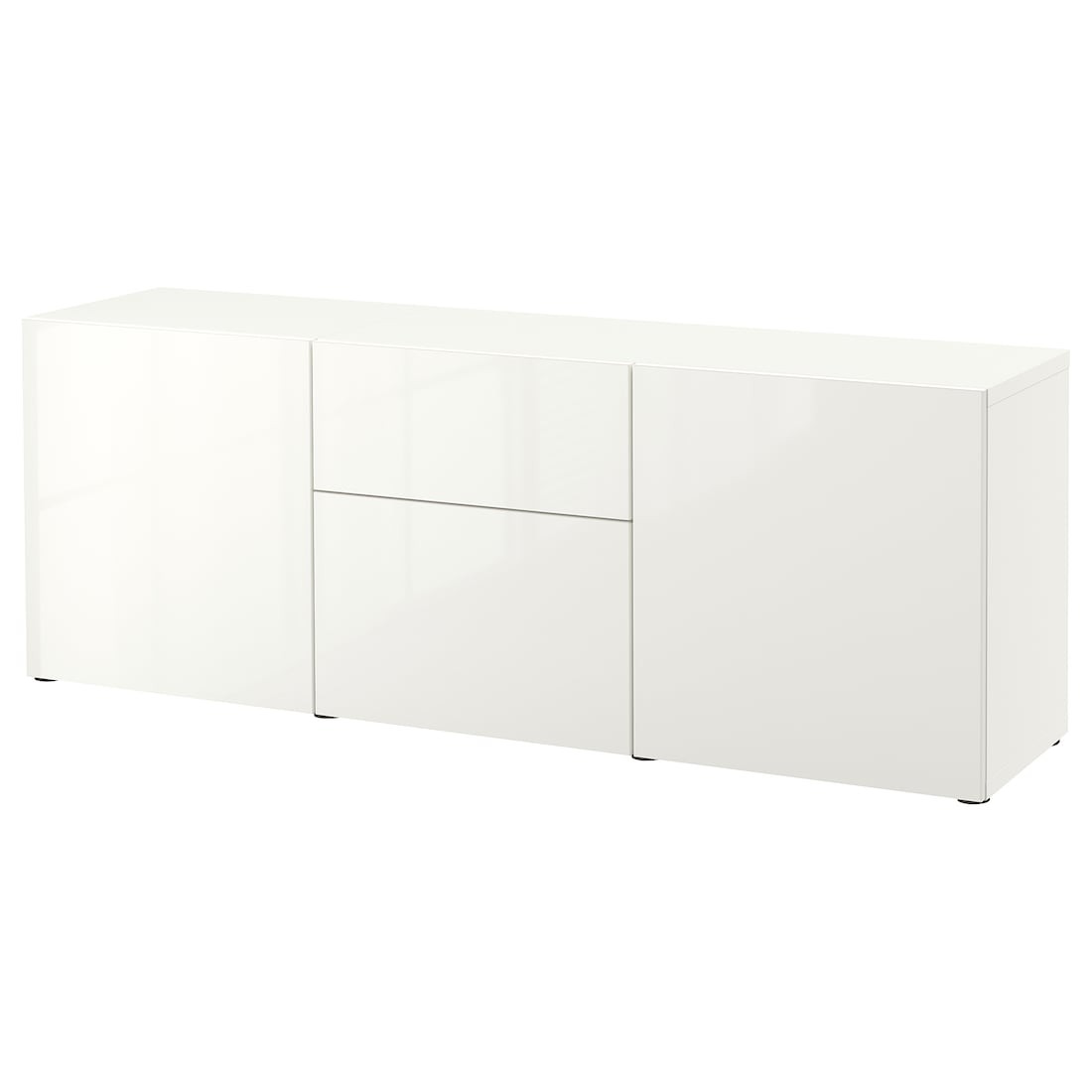 IKEA BESTÅ БЕСТО Комбинация для хранения с ящиками, белый / Selsviken глянцевый / белый, 180x42x65 см 39412665 394.126.65