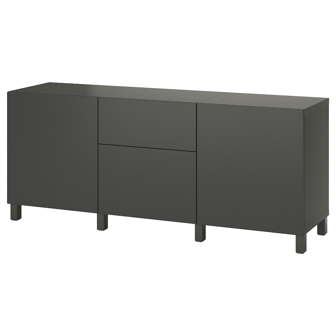 IKEA BESTÅ Комбинация для хранения с ящиками, темно-серый/Лаппвикен/Стуббарп темно-серый, 180x42x74 см 99555840 | 995.558.40