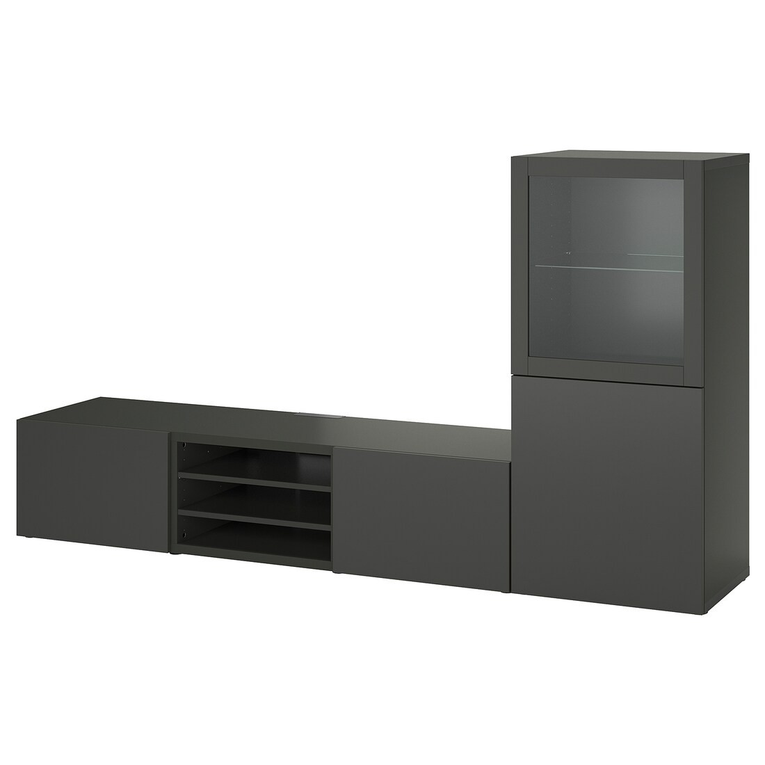 IKEA BESTÅ Комбинация для ТВ / стеклянные двери, темно-серый Синдвик/Лаппвикен темно-серый, 240x42x129 см 59507889 | 595.078.89
