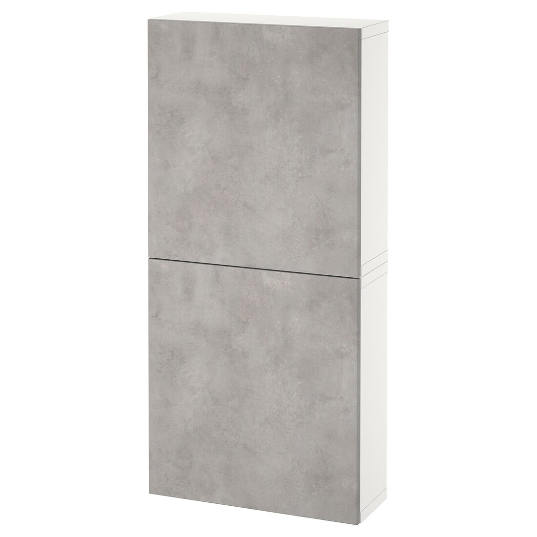 IKEA BESTÅ БЕСТО Навесной шкаф с 2 дверями, белый Kallviken / светло-серый имитация бетона, 60x22x128 см 49421971 494.219.71