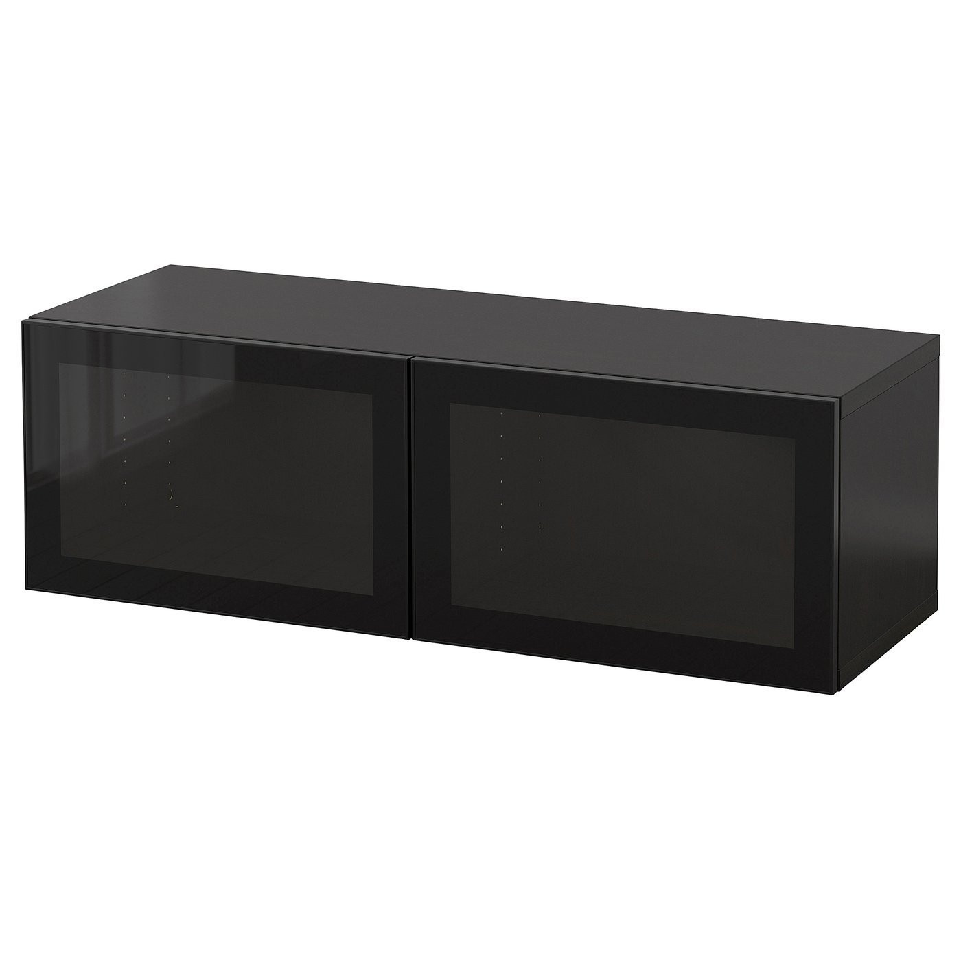 IKEA BESTÅ БЕСТО Настінна комбінація шаф, чорно-коричневий / Glassvik чорний, 120x42x38 см 39439863 | 394.398.63