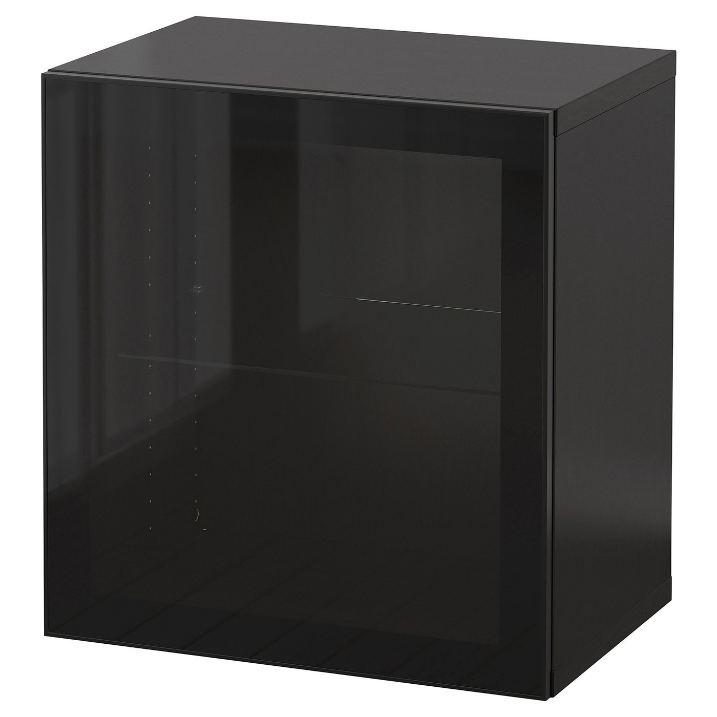 IKEA BESTÅ БЕСТО Настінна комбінація шаф, глянсовий / чорний / Glassvik, 60x42x64 см 29439825 | 294.398.25