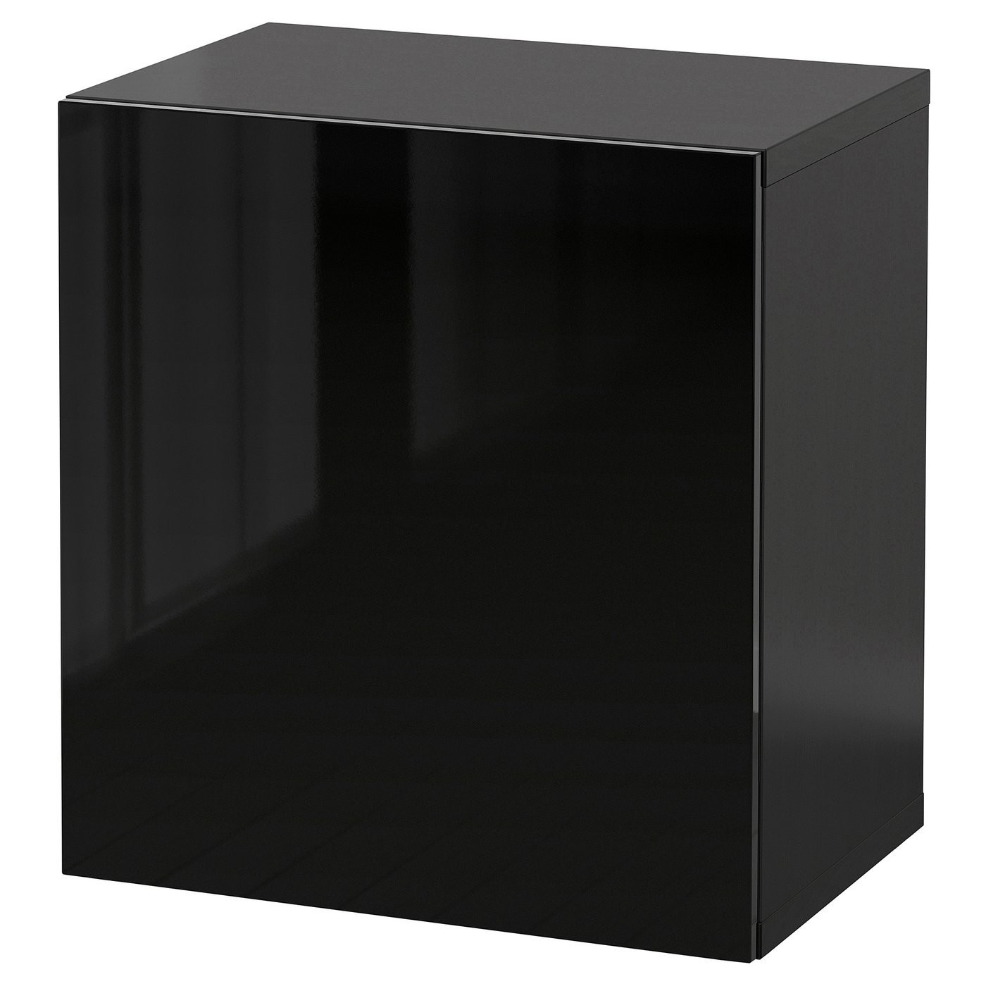IKEA BESTÅ БЕСТО Настінна комбінація шаф, глянсовий / чорний / Selsviken, 60x42x64 см 59439824 | 594.398.24