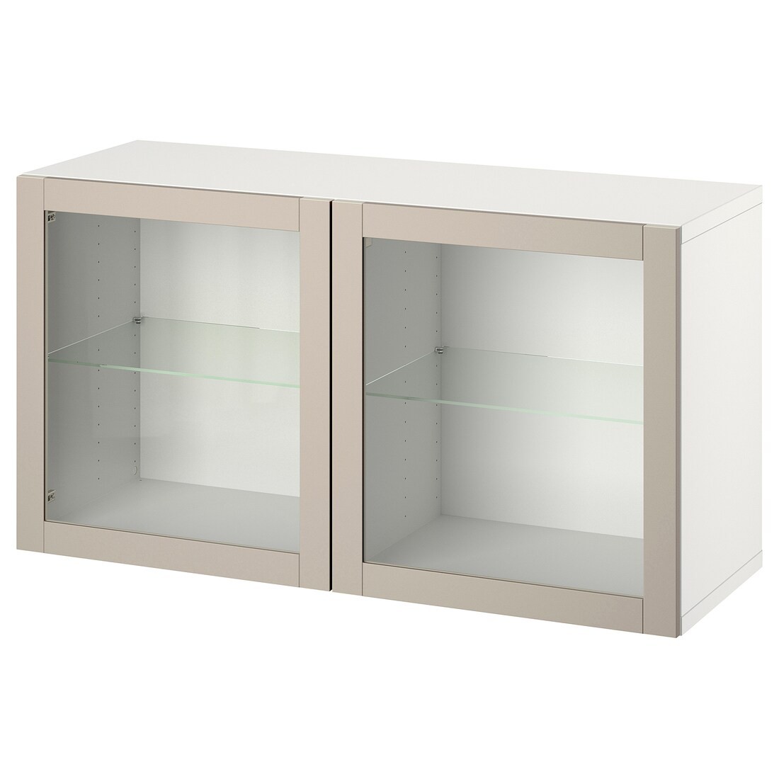 IKEA BESTÅ БЕСТО Комбинация настенных шкафов, белый Sindvik / светло-серый / бежевый стекло прозрачное, 120x42x64 см 99440854 | 994.408.54