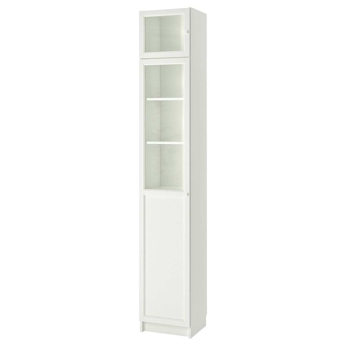 IKEA BILLY БИЛЛИ Стеллаж с надставкой / глухими / стеклянными дверьми, белый / стекло, 40x42x237 cм 89398860 893.988.60