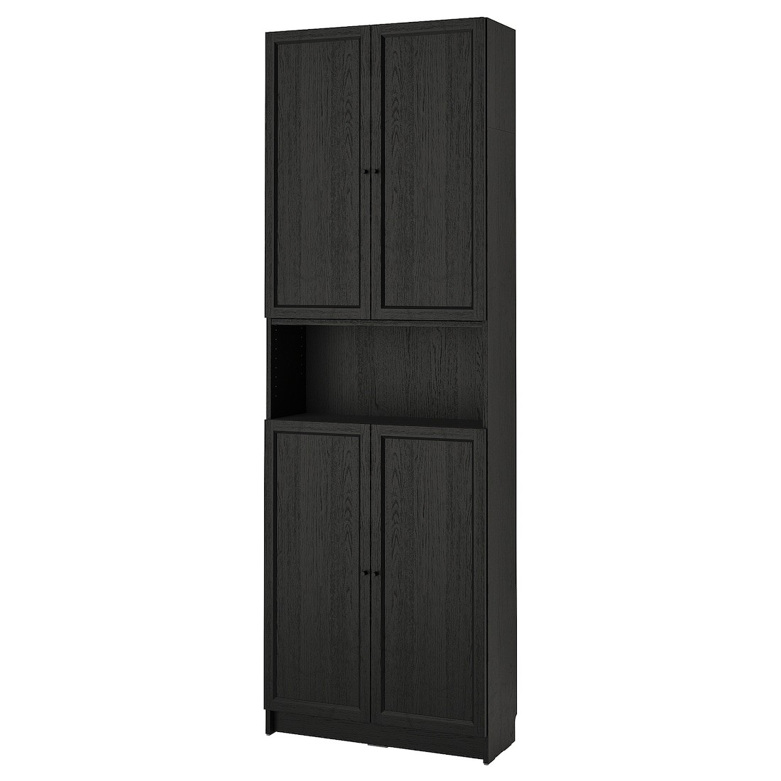 IKEA BILLY / OXBERG Стеллаж с дверями / надставкой, черная имитация дуб, 80x30x237 см 49483370 494.833.70
