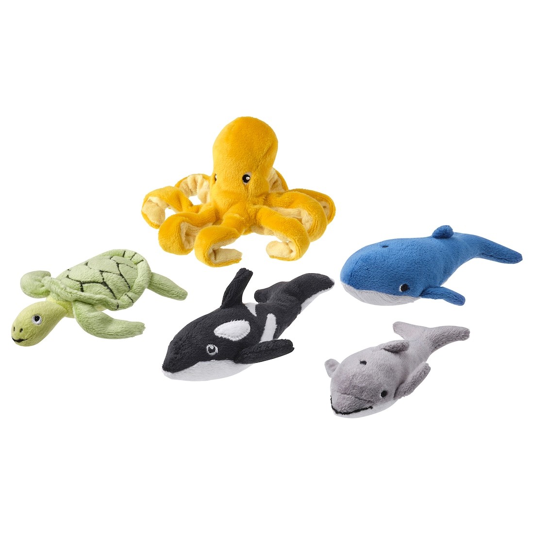 IKEA BLÅVINGAD Набор плюшевых игрушек 5 шт, морские животные / разные цвета 30522116 305.221.16