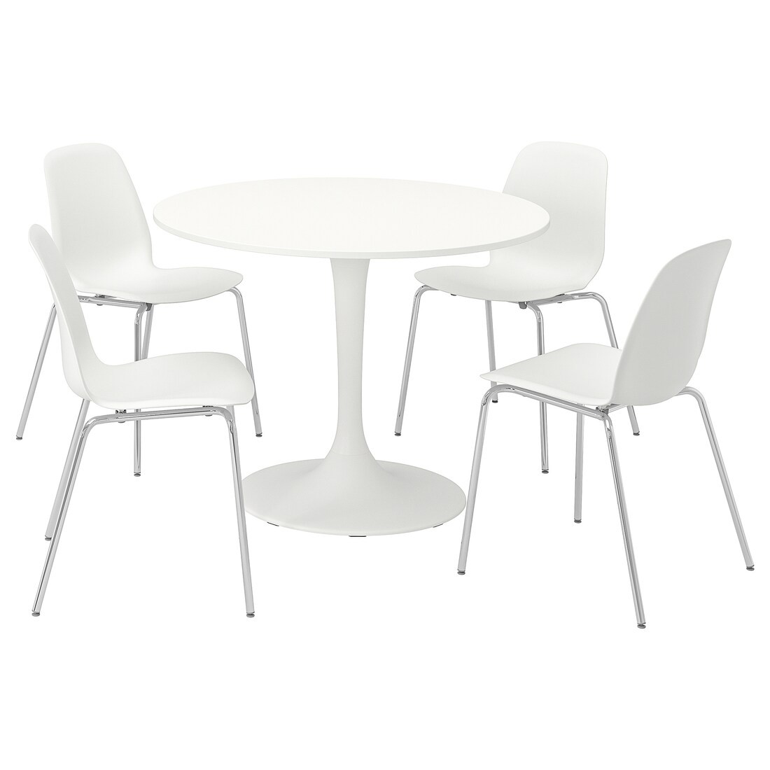 IKEA DOCKSTA / LIDÅS Стол и 4 стула, белый / белый хром, 103 см 29481602 294.816.02