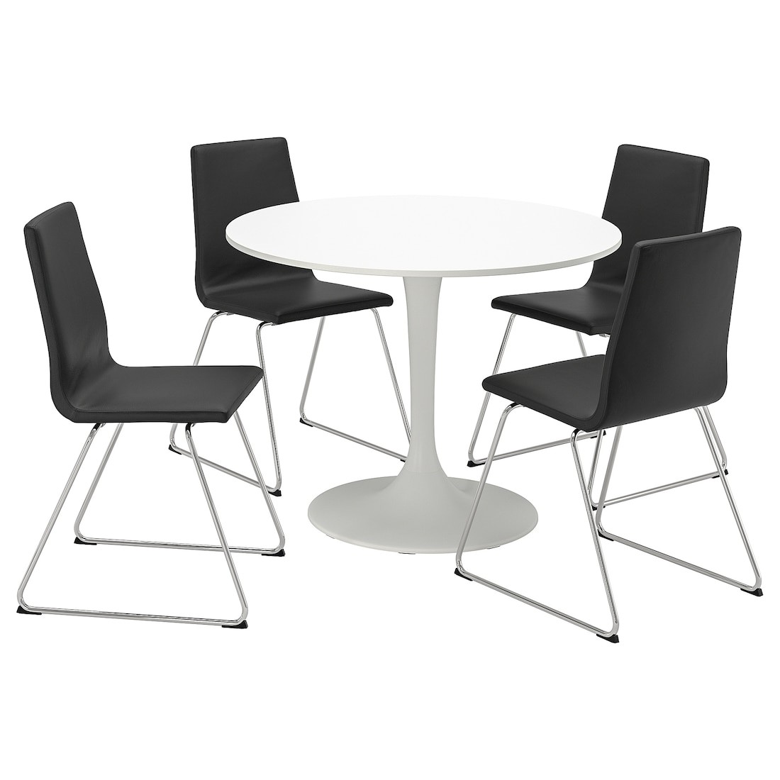IKEA DOCKSTA / LILLÅNÄS Стол и 4 стула, белый / хром Bomstad черный, 103 см 59495117 | 594.951.17