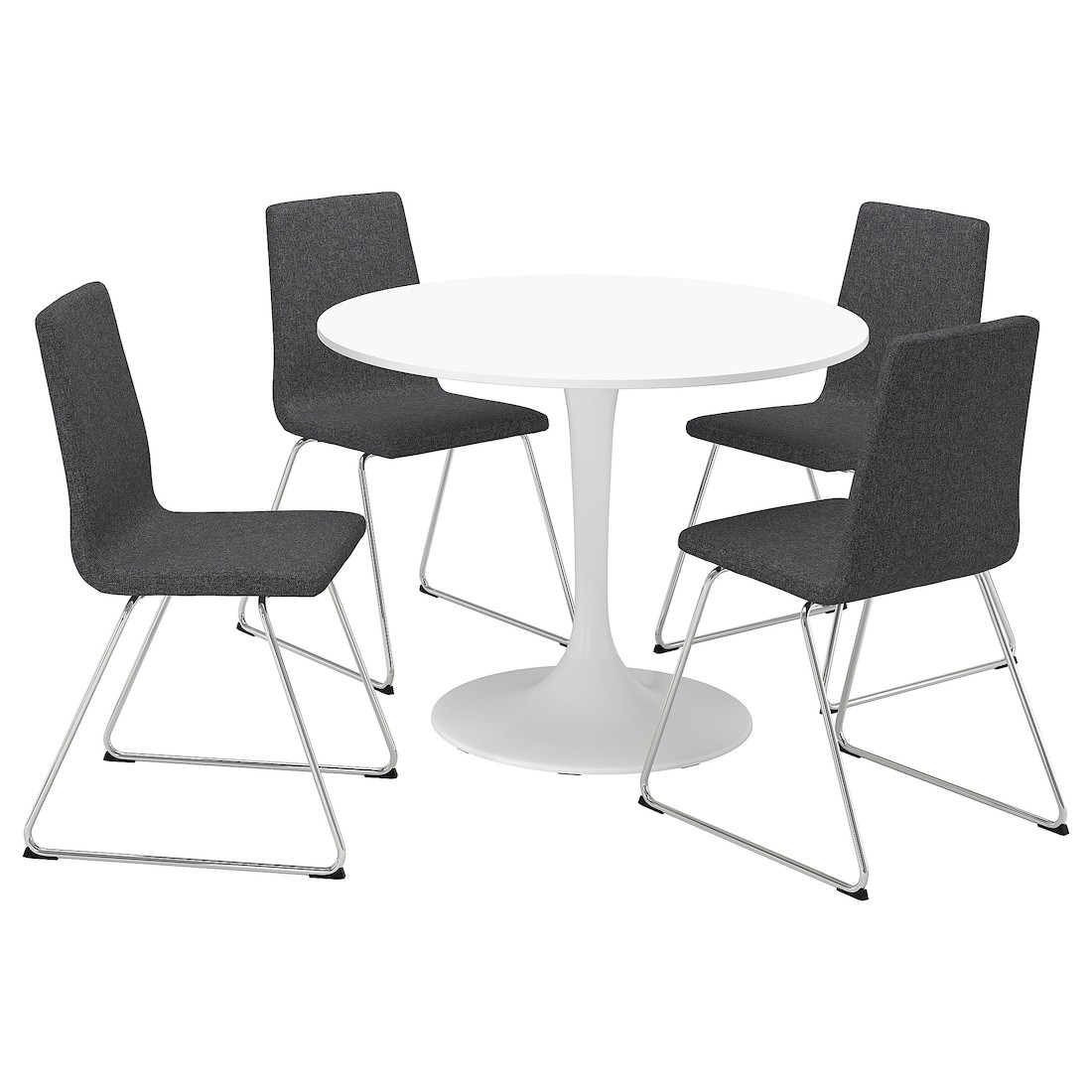 IKEA DOCKSTA / LILLÅNÄS Стол и 4 стула, белый / хром Gunnared темно-серый, 103 см 29495114 | 294.951.14