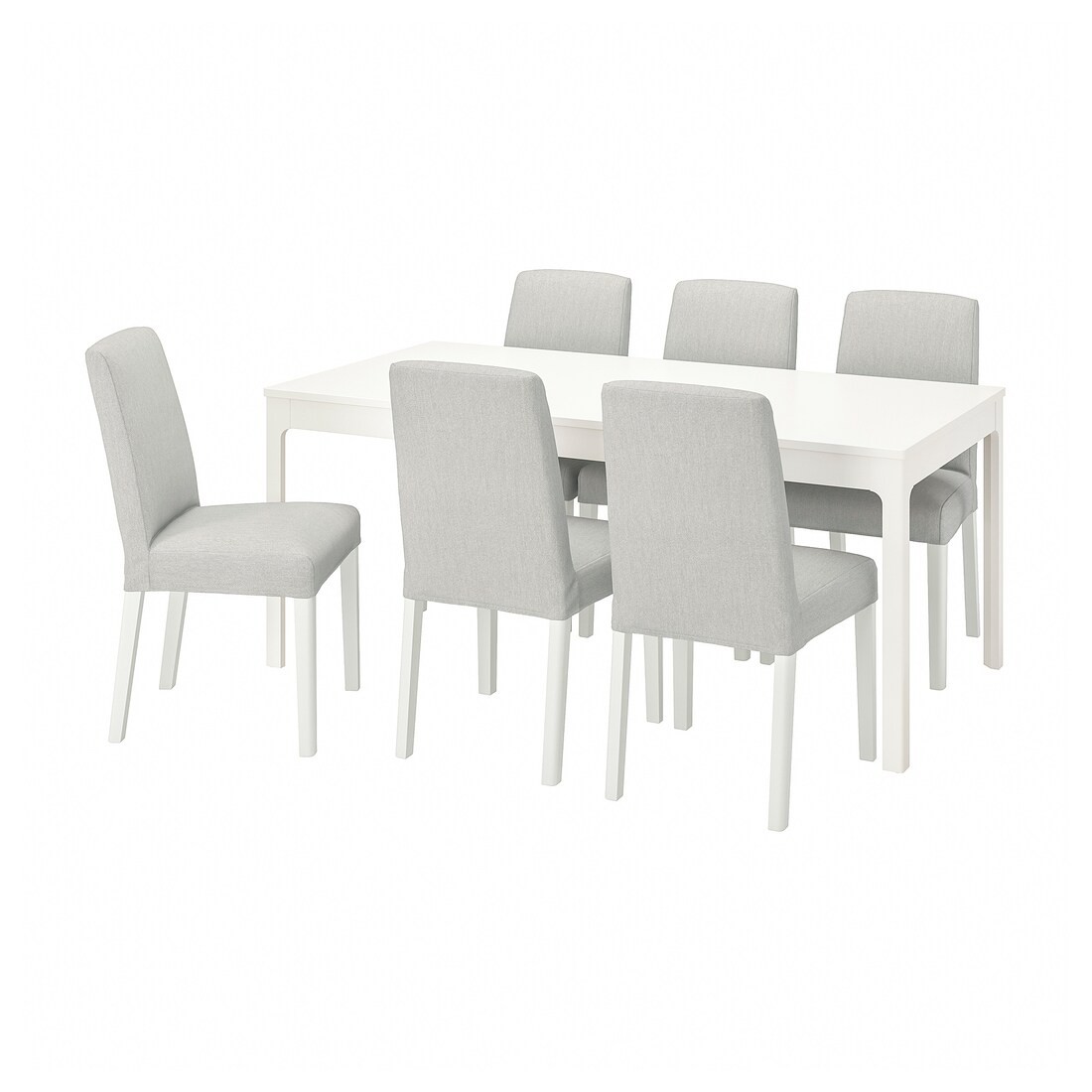 IKEA EKEDALEN ЭКЕДАЛЕН / BERGMUND БЕРГМУНД Стол и 6 стульев, белый / Orrsta светло-серый / белый, 180/240 cм 89408232 | 894.082.32