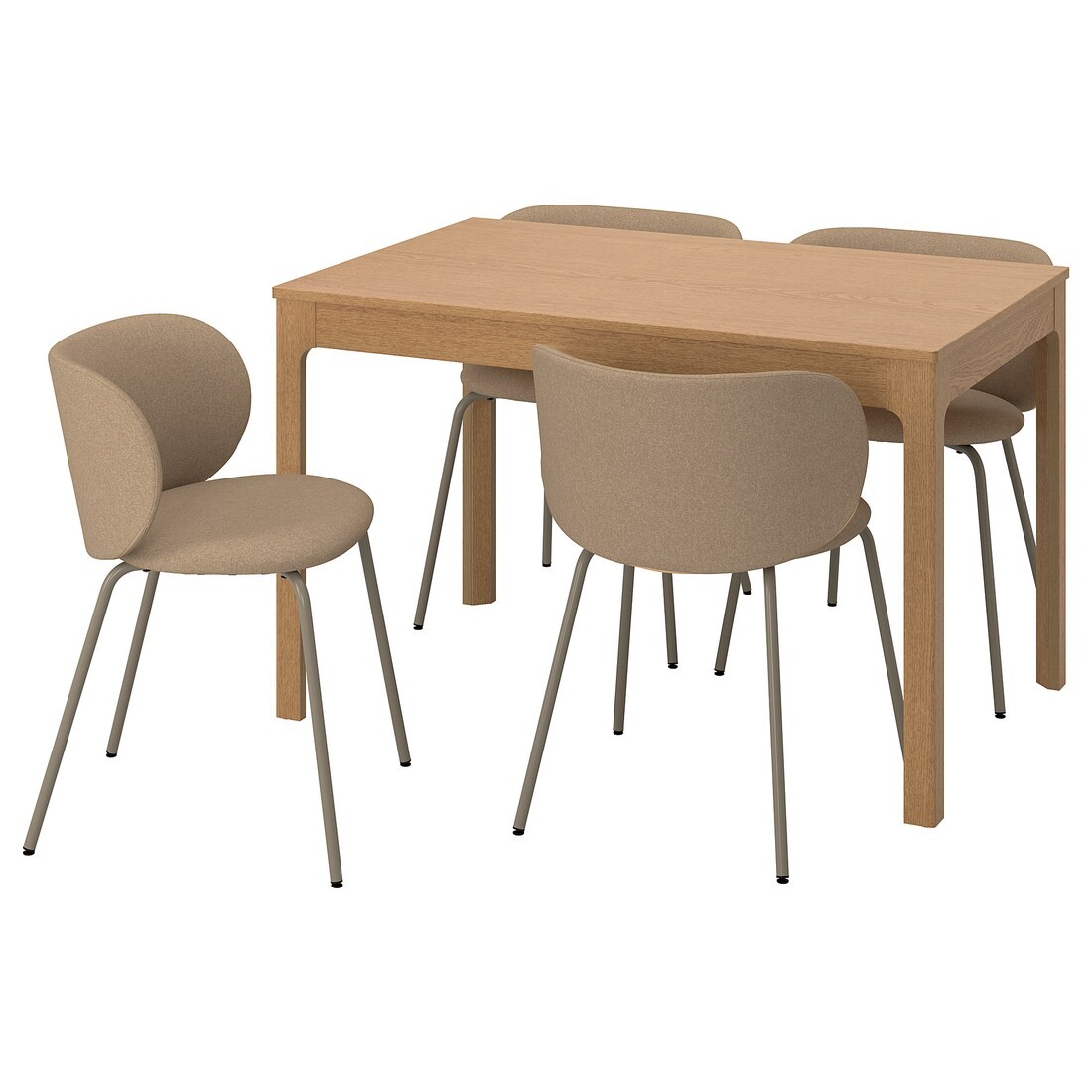 IKEA EKEDALEN / KRYLBO Стол и 4 стула, дуб/Тонеруд темно-бежевый, 120/180 см 09536337 095.363.37